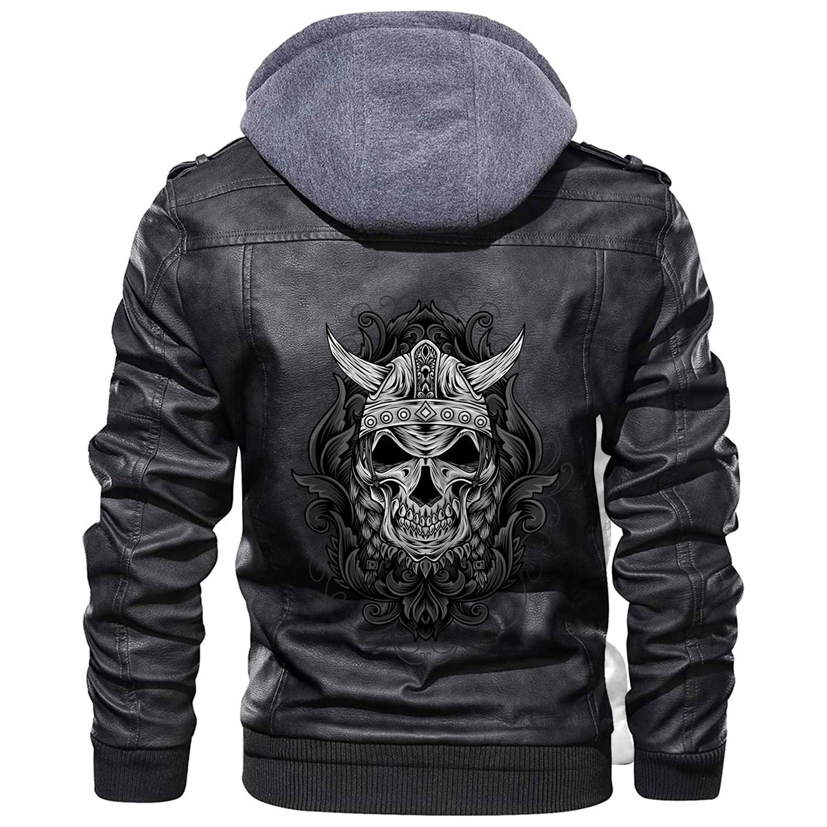 Viking Skull With Engraving Ornament Leather Jacket RLT12 - Wonder Print Shop