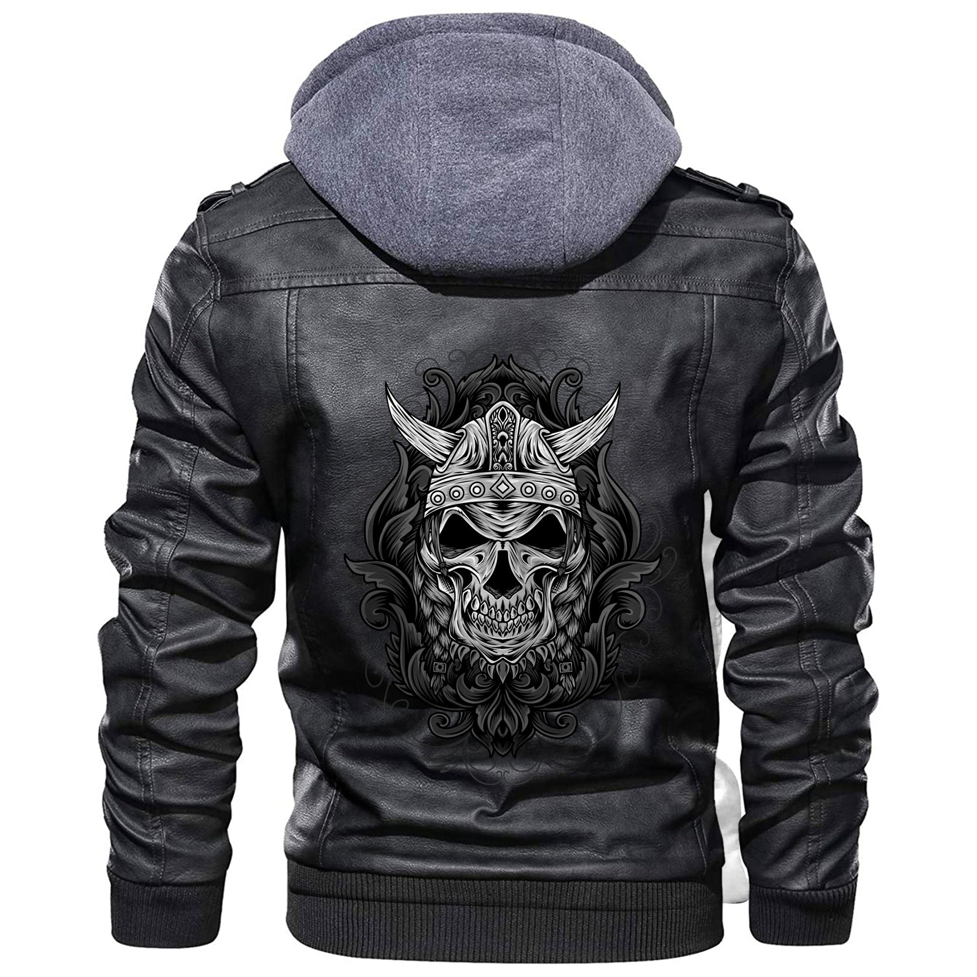 Viking Skull With Engraving Ornament Leather Jacket RLT12 - Wonder Print Shop