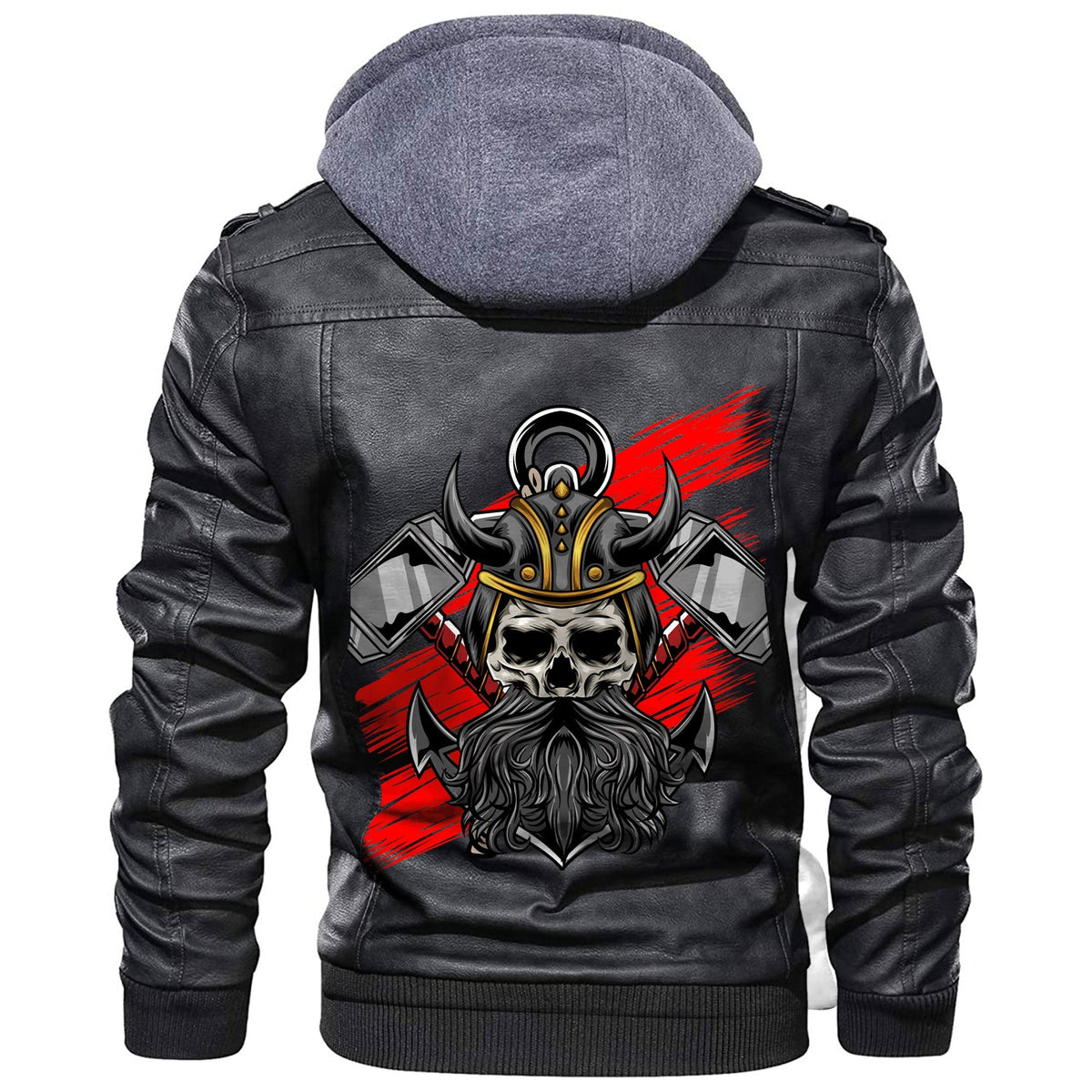 Viking Skull and Hammers Leather Jacket RLT12 - Wonder Print Shop