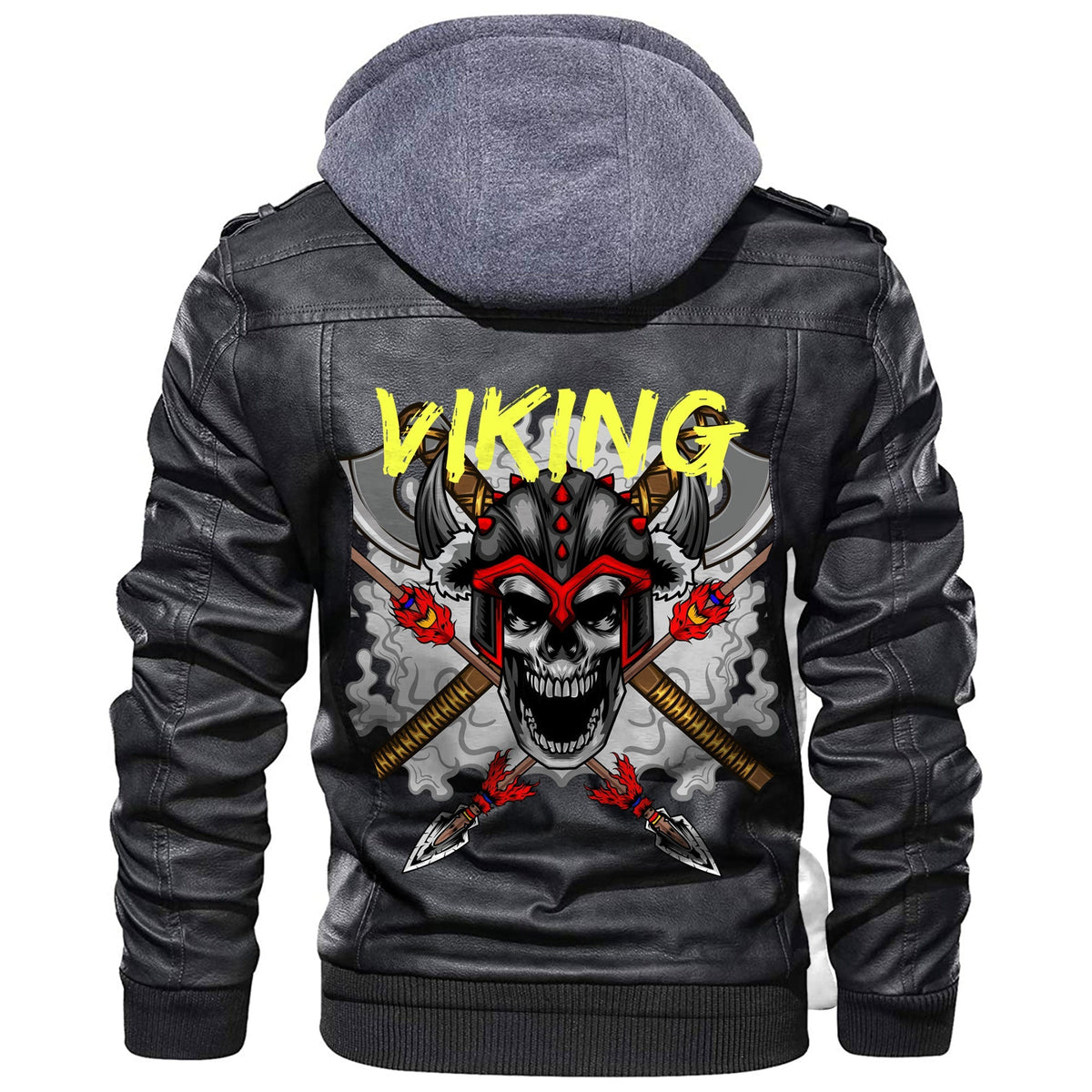 Viking Skull and Sword Leather Jacket RLT12 - Wonder Print Shop