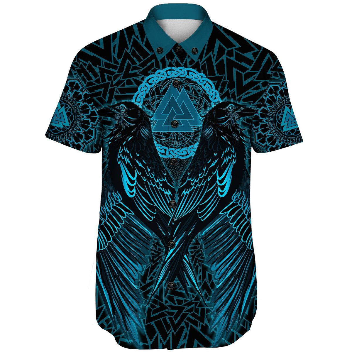 viking-shorts-sleeve-shirt-raven-valknut-cyan