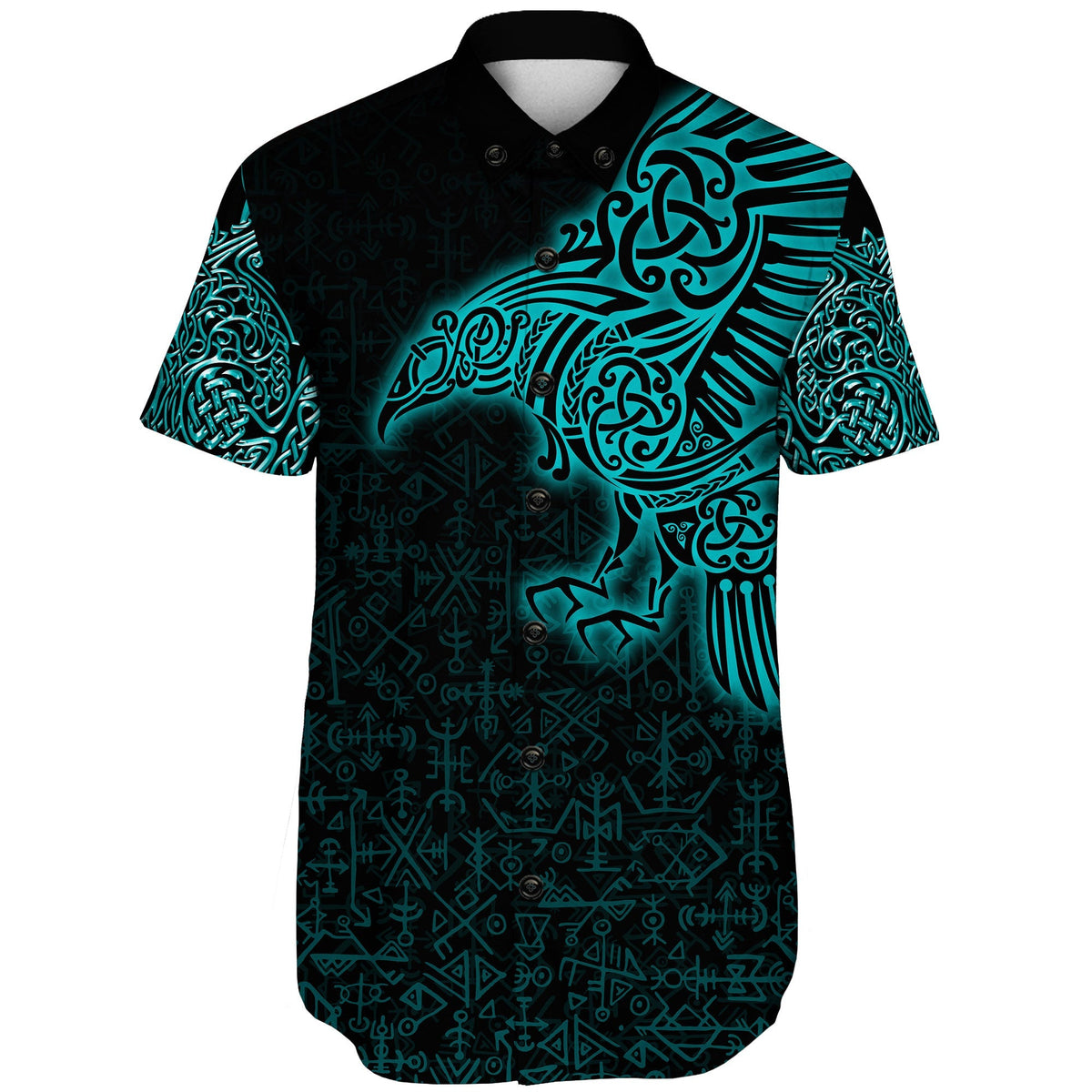 viking-shorts-sleeve-shirt-raven-mjolnir-yggdrasil-cyan