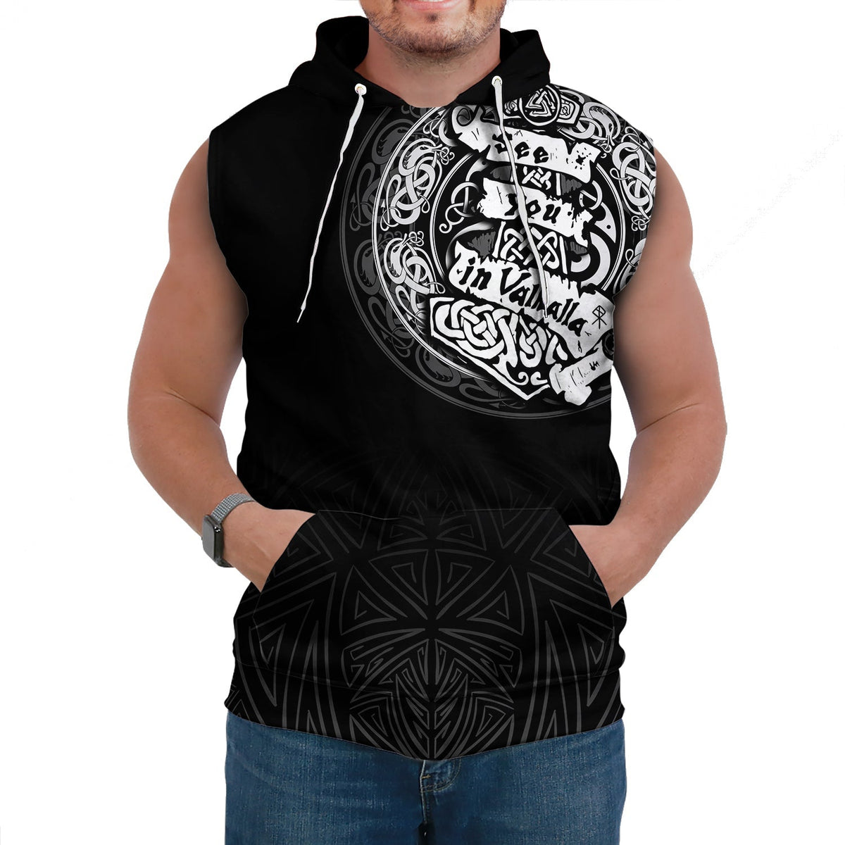 Viking Sleeveless Hoodie - See You In Valhalla RLT12 - Wonder Print Shop