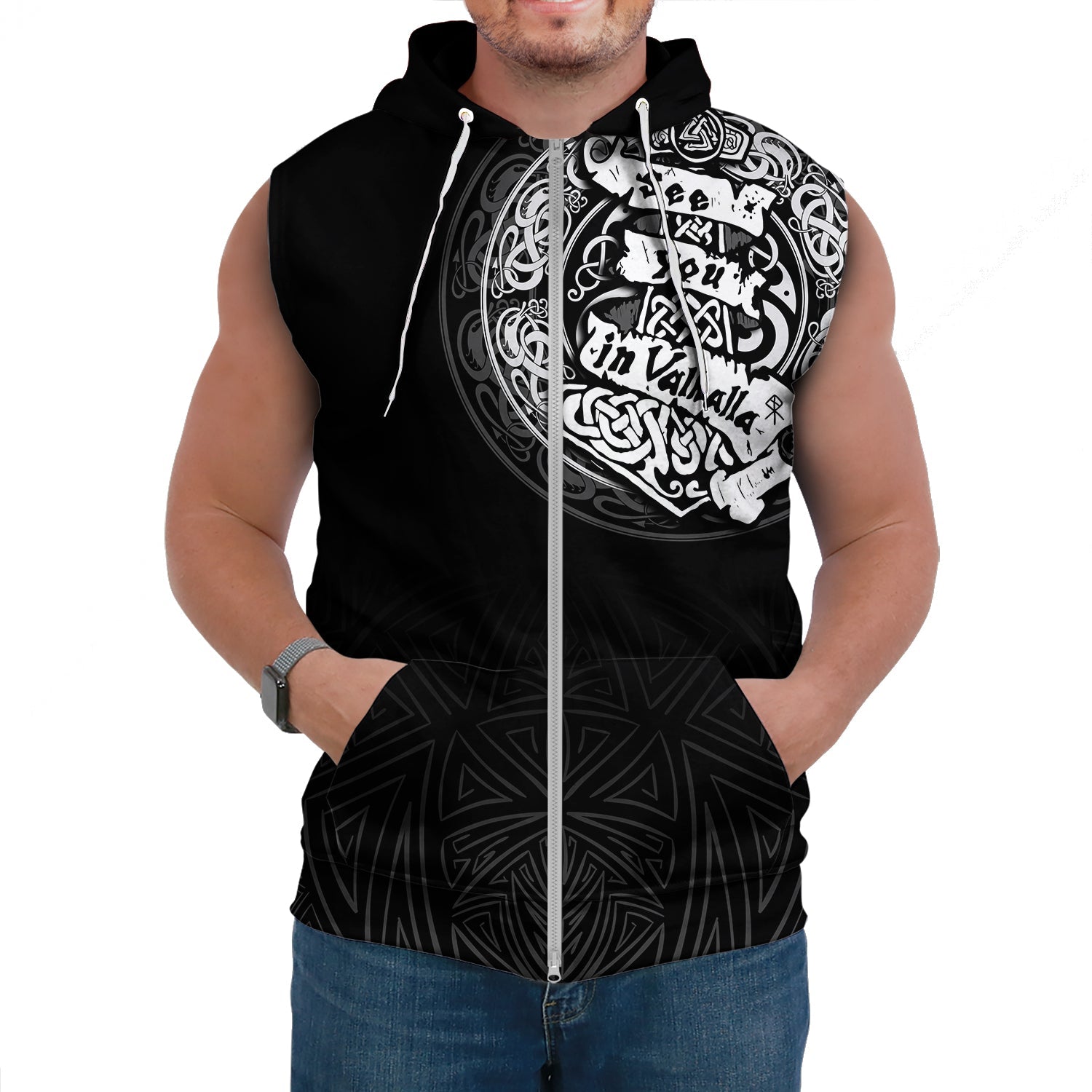 Viking Sleeveless Hoodie - See You In Valhalla RLT12 - Wonder Print Shop