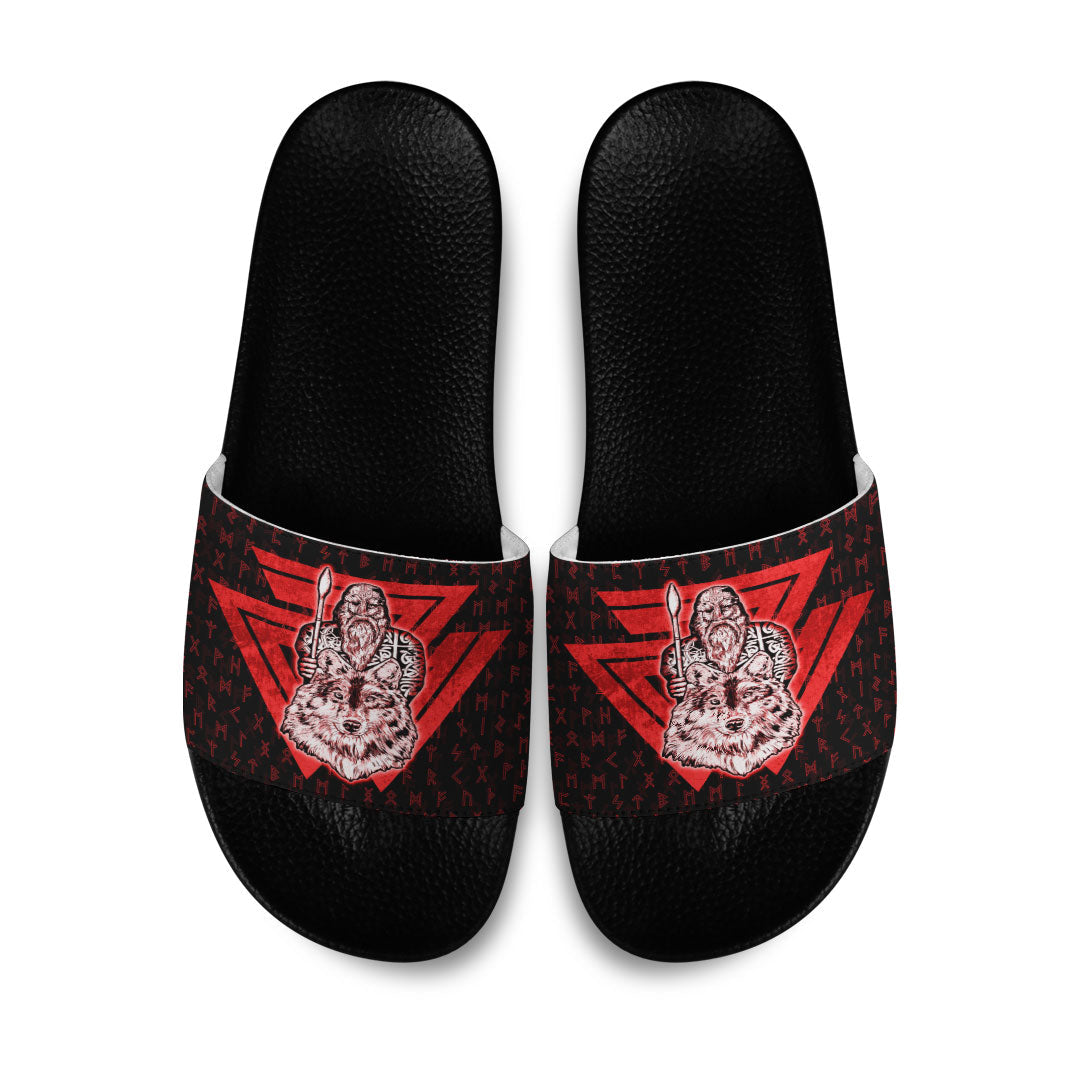 wonder-print-slide-sandals-viking-odin-wolf-red-slide-sandals