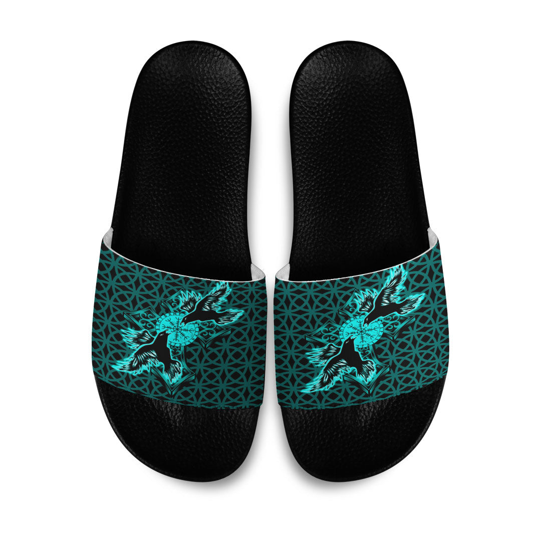 wonder-print-slide-sandals-viking-raven-cross-turquoise-slide-sandals