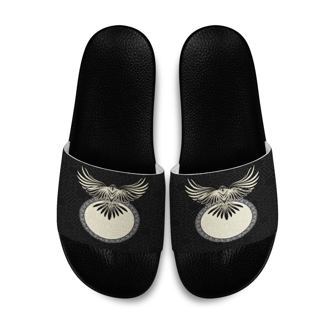 wonder-print-slide-sandals-viking-raven-gold-slide-sandals