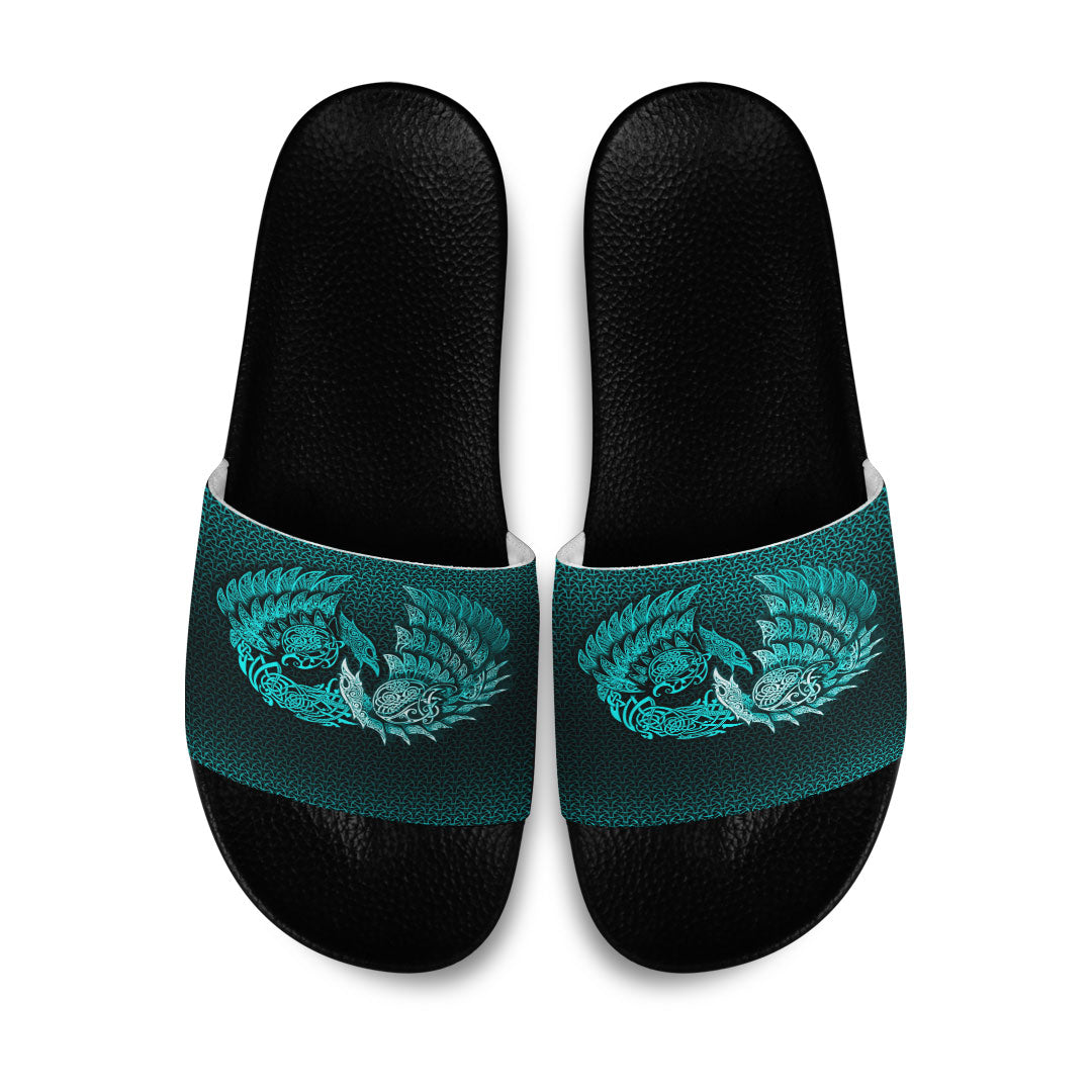 viking-slide-sandals-ragnarok-huginn-muninn-cyan-version-slide-sandals