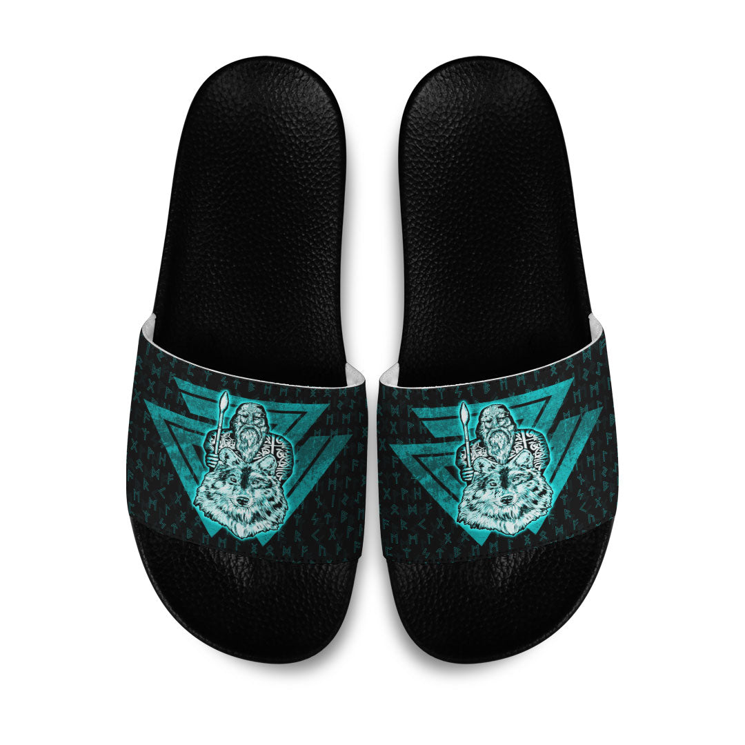 wonder-print-slide-sandals-viking-odin-wolf-turquoise-slide-sandals