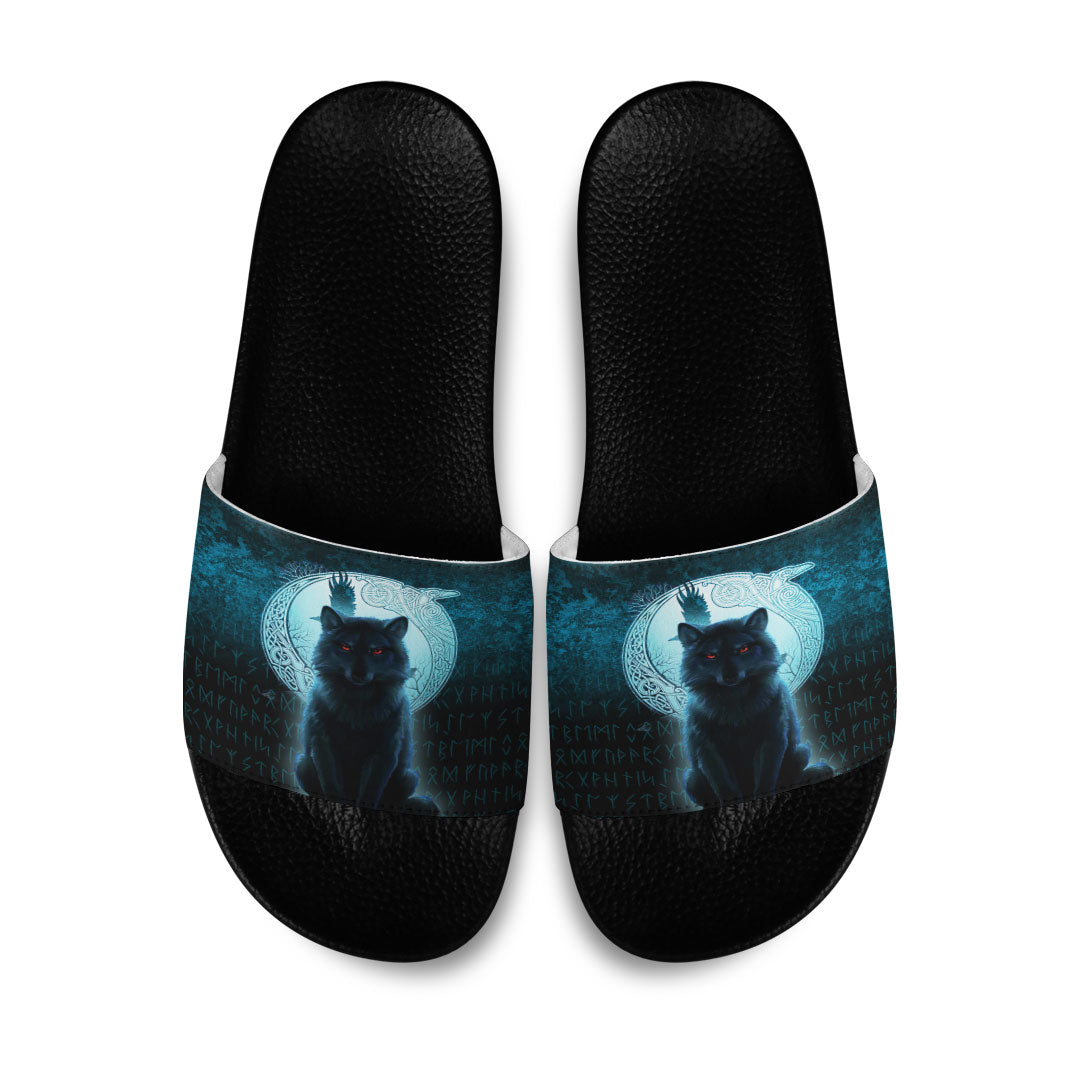 viking-slide-sandals-fenrir-viking-wolf-cyan-version-slide-sandals