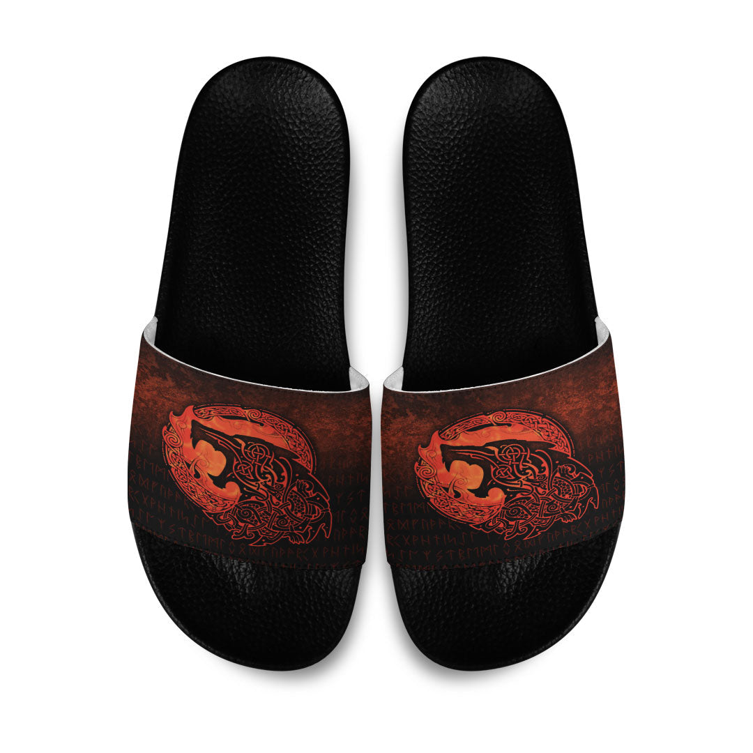 viking-slide-sandals-fenrir-viking-3d-tattoo-orange-version-slide-sandals
