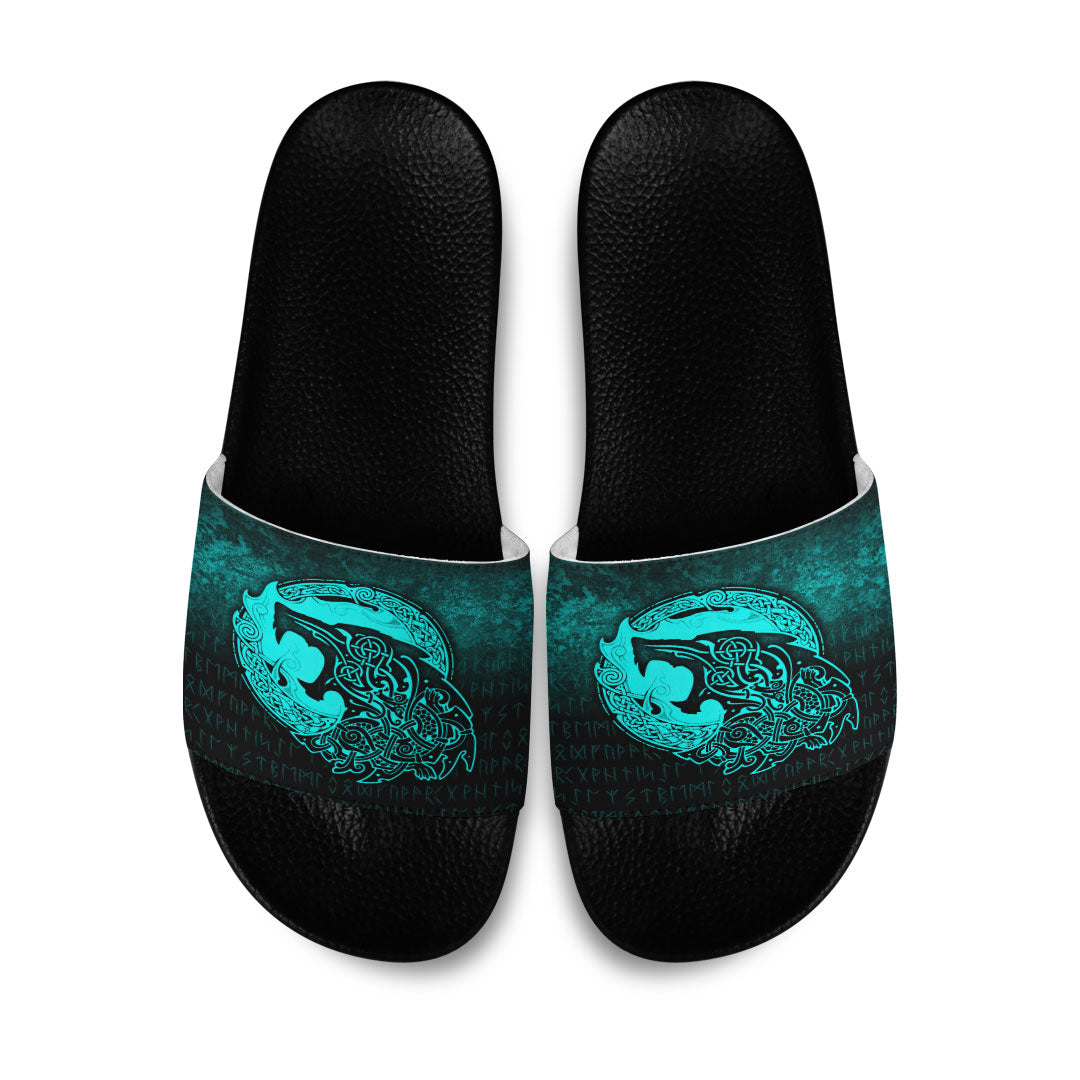 viking-slide-sandals-fenrir-viking-3d-tattoo-cyan-version-slide-sandals