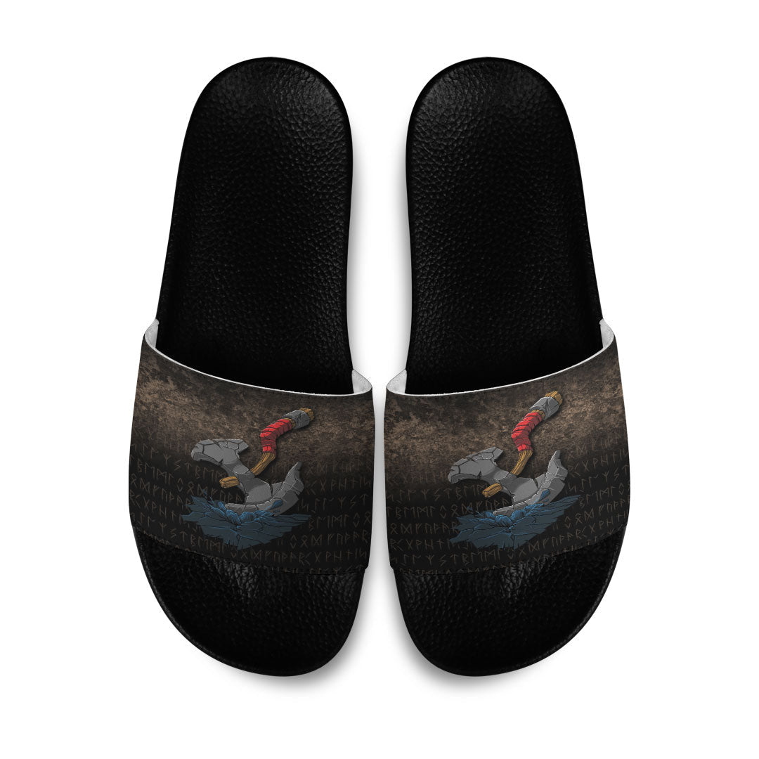 wonder-print-slide-sandals-viking-axe-norse-mythology-slide-sandals