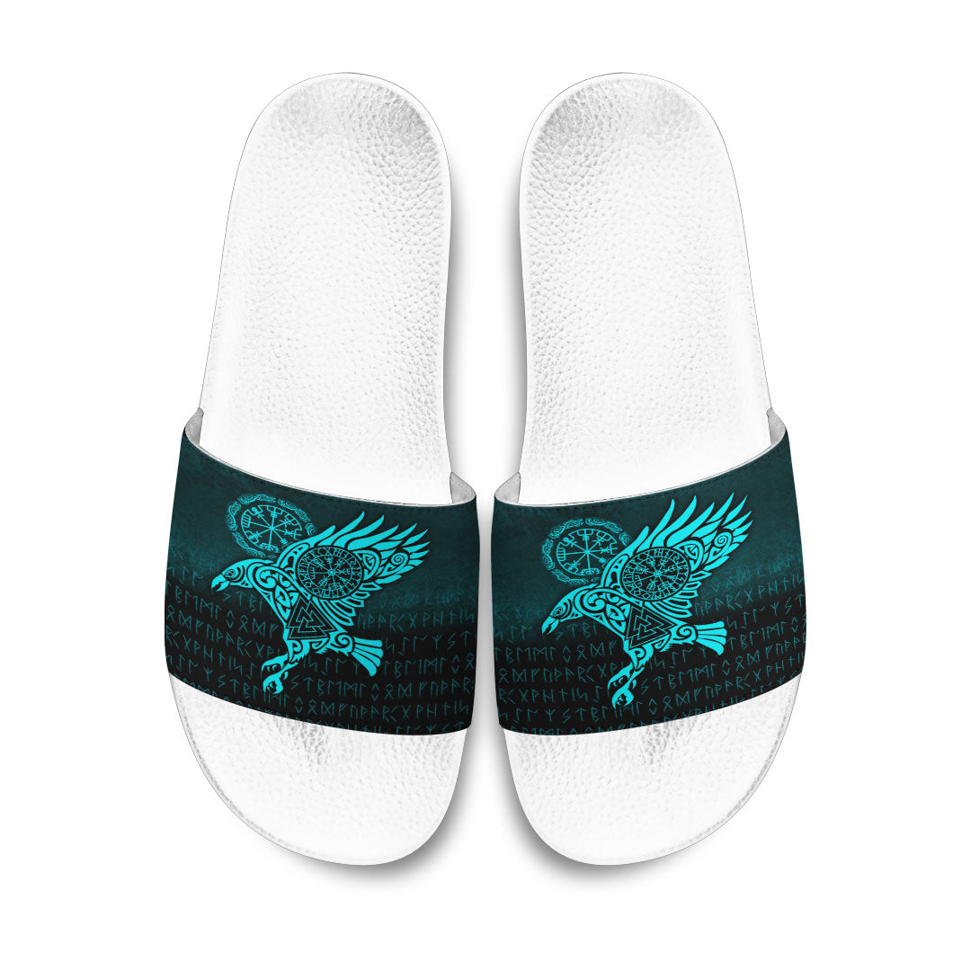 viking-slide-sandals-raven-vegvisir-tattoo-cyan-version-slide-sandals