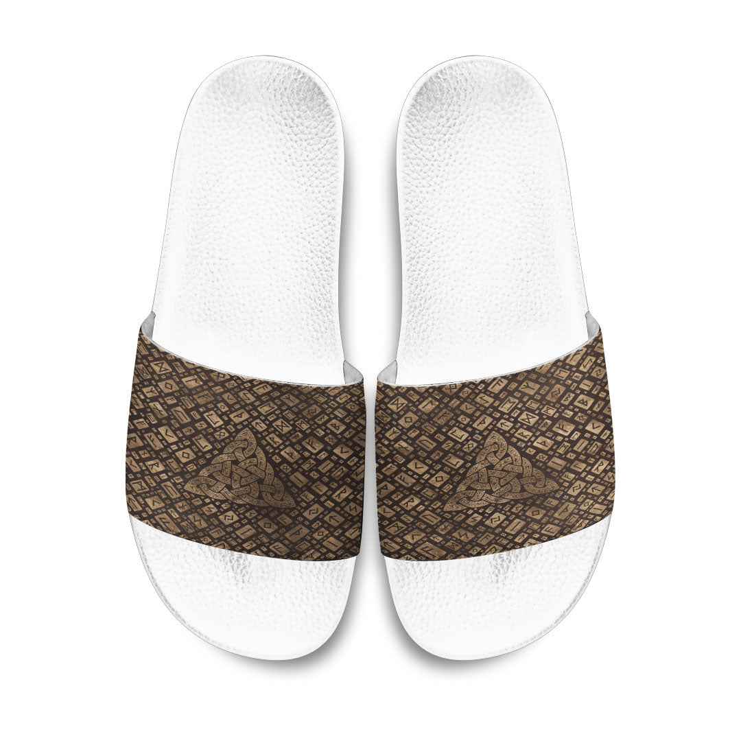 viking-slide-sandals-triquetra-and-runic-alphabet-wood-and-gold-slide-sandals