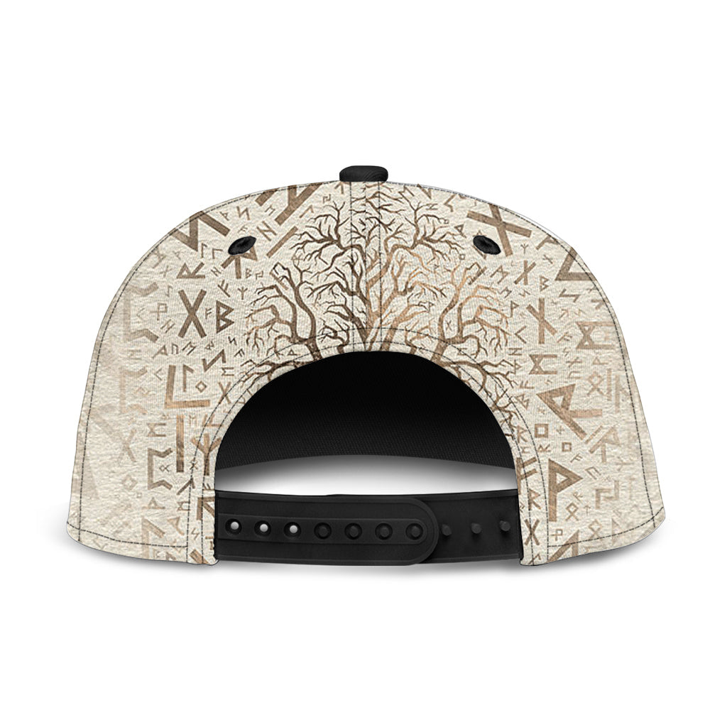 viking-snapback-hat-tree-of-life-with-triquetra-and-futhark-pastel-gold-snapback-hat