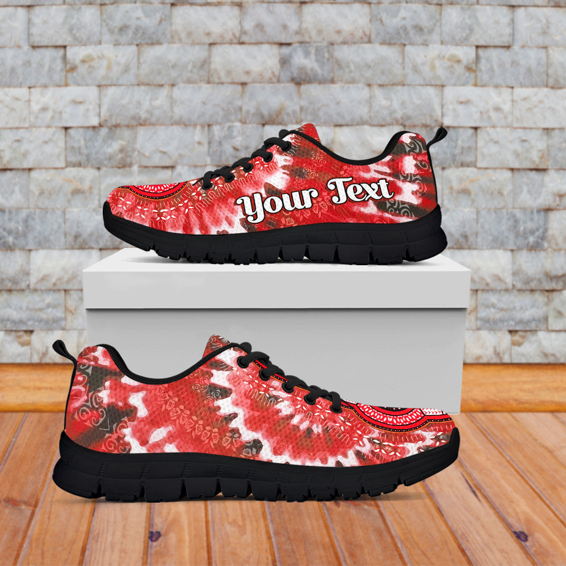 (Custom Personalised) Africa Tie Dye Sneakers Red Fashion LT13 - Wonder Print Shop