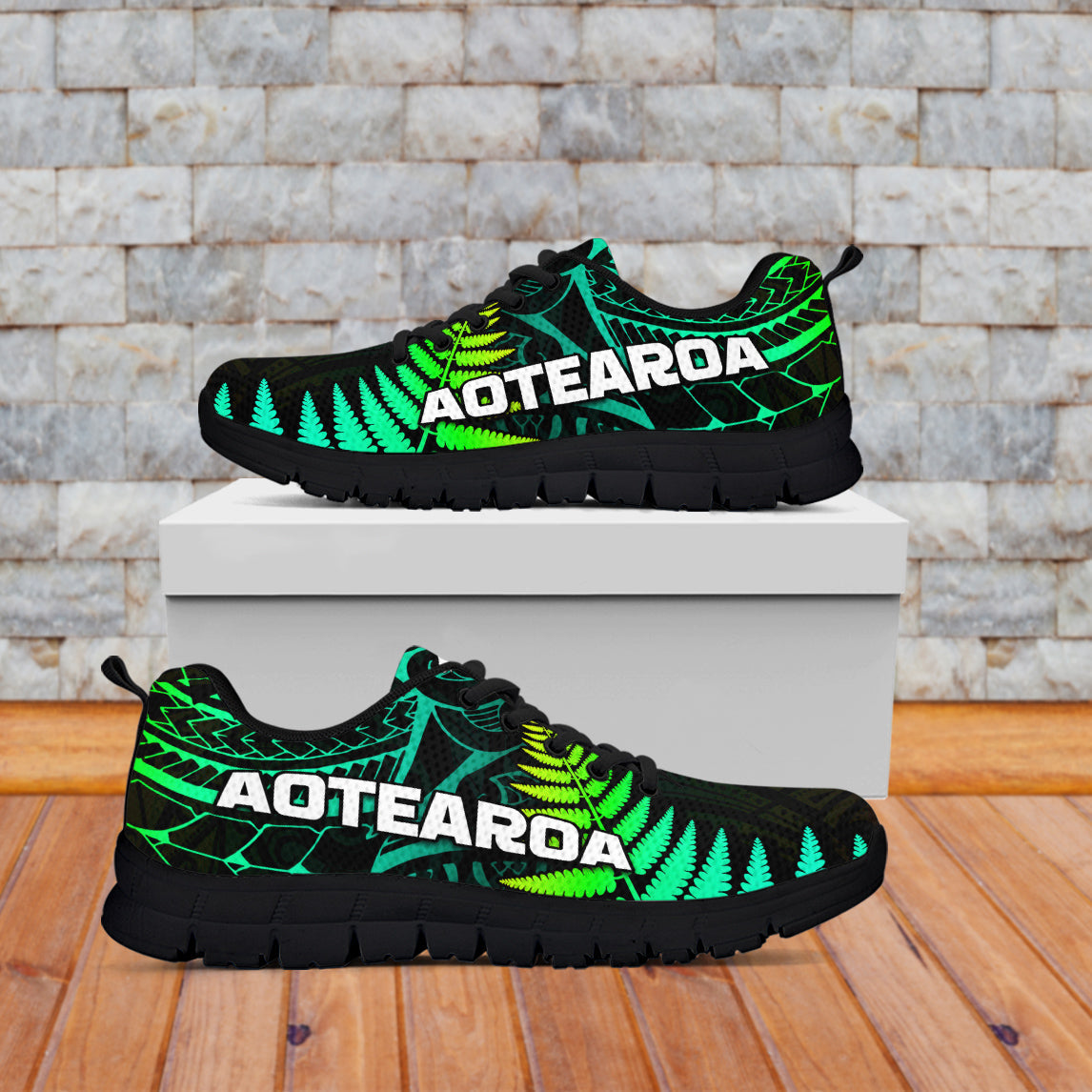 Aotearoa Fern Sneakers New Zealand Hei Tiki Green Style LT13 - Wonder Print Shop