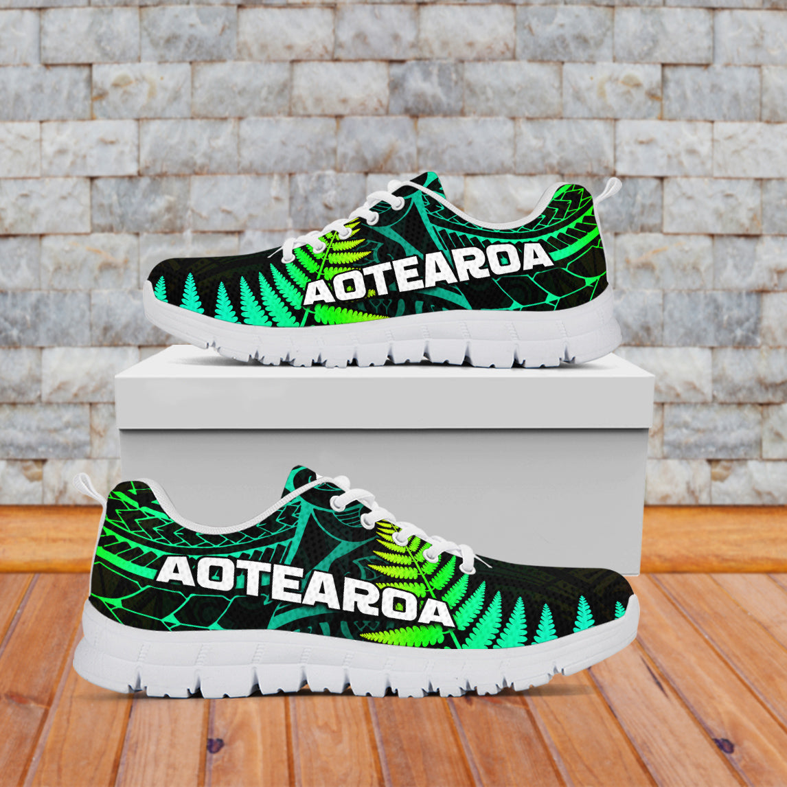 Aotearoa Fern Sneakers New Zealand Hei Tiki Green Style LT13 - Wonder Print Shop