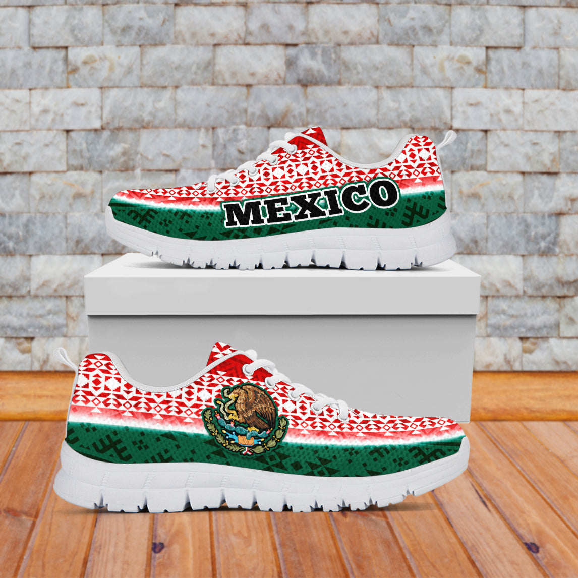 Happy Mexico Fathers Day Sneakers Mexican Aztec Pattern - Wonder Print Shop