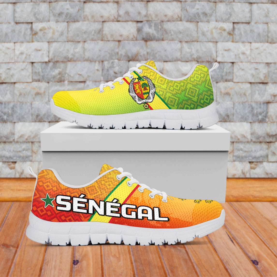 Senegal Sneakers Lion With Senegal Map Reggae Style - Wonder Print Shop