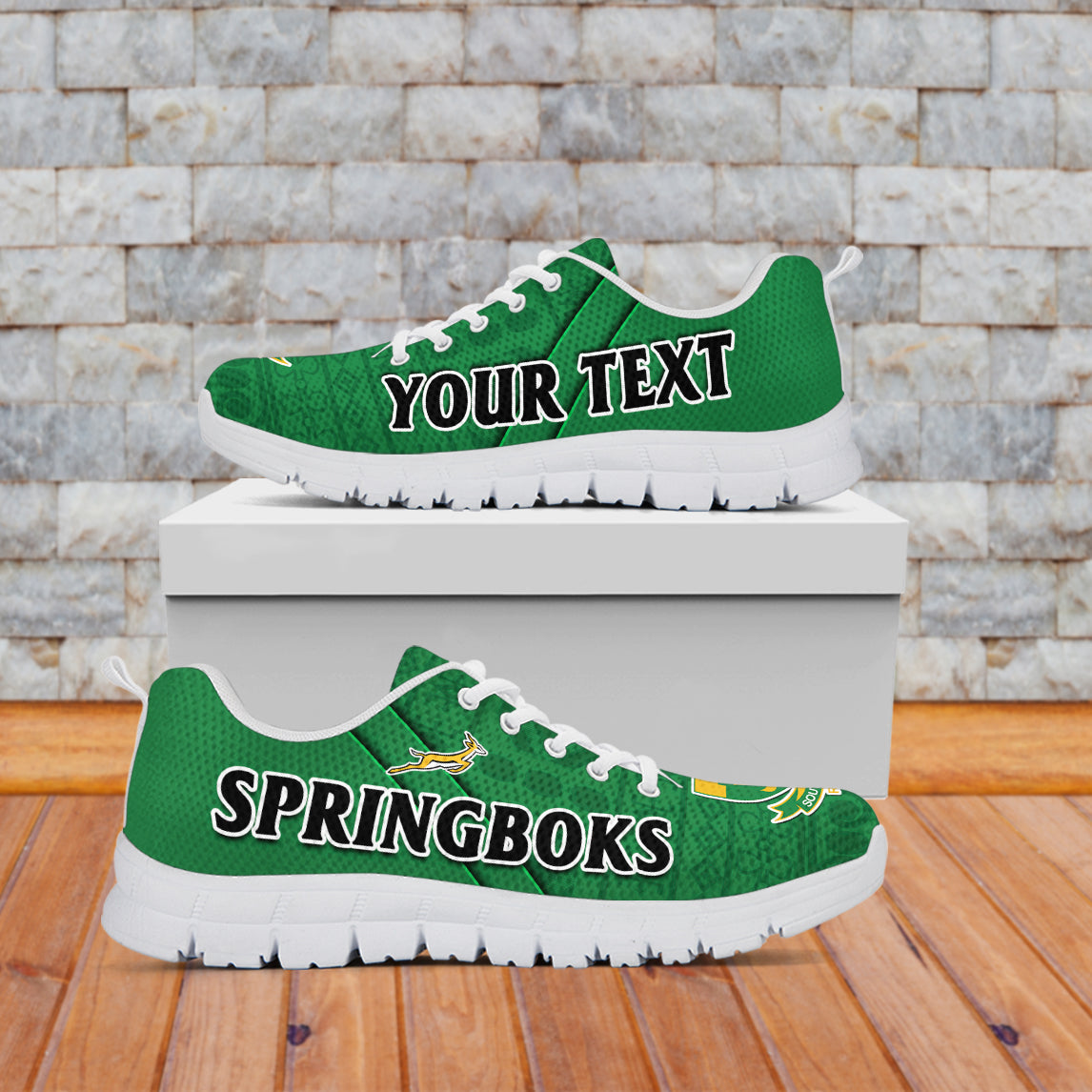 (Custom Personalised) South Africa Rugby Sneakers Bokke Springbok With African Pattern Stronger Together - Wonder Print Shop