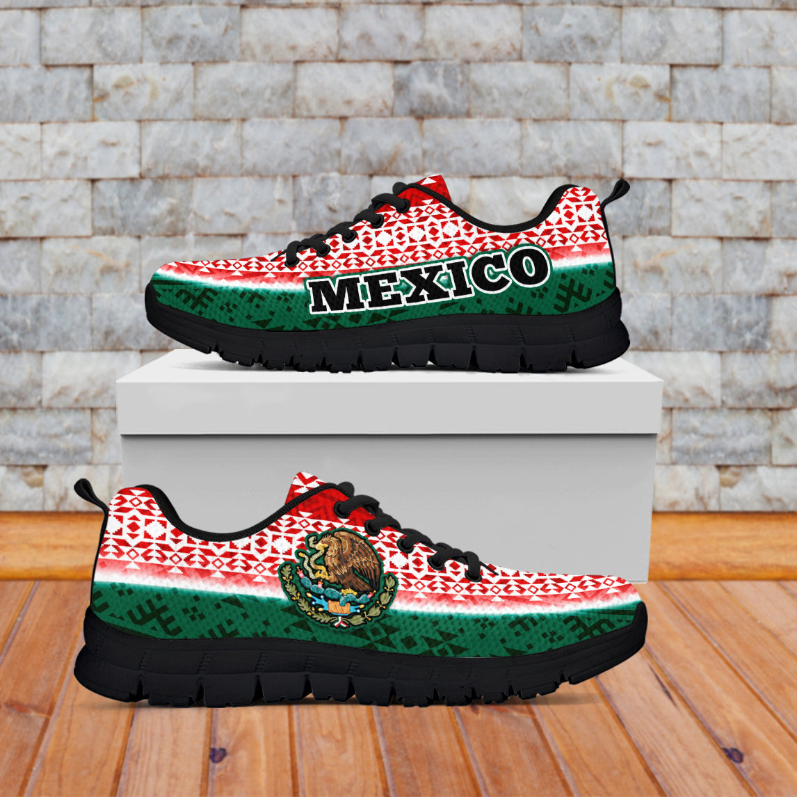 Happy Mexico Fathers Day Sneakers Mexican Aztec Pattern - Wonder Print Shop
