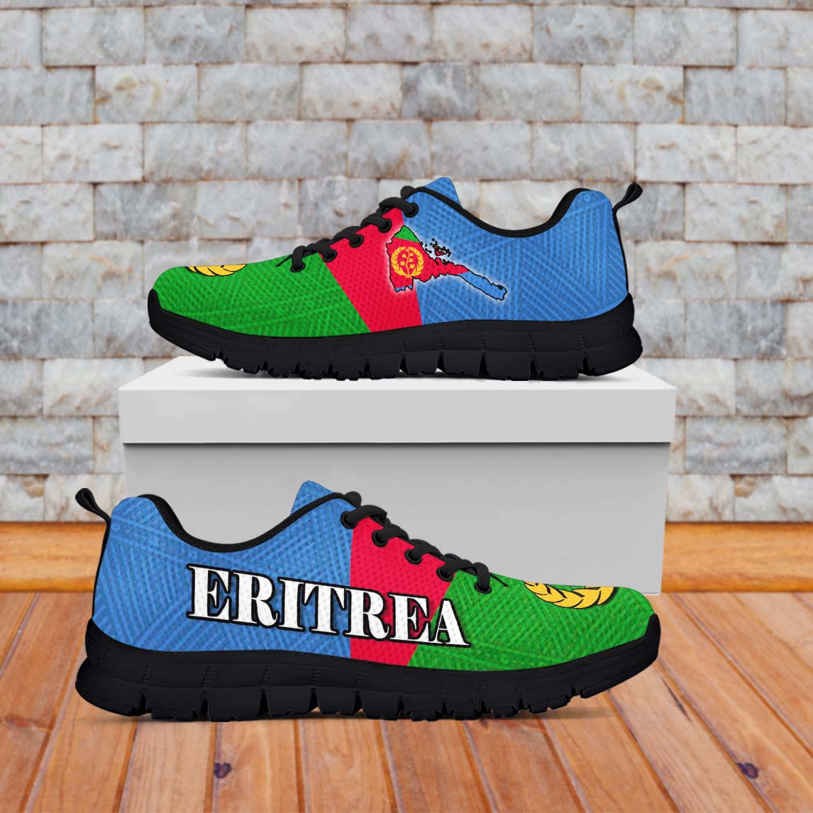 Eritrea Sneakers Eritrean Map Mix African Pattern Simple Style - Wonder Print Shop