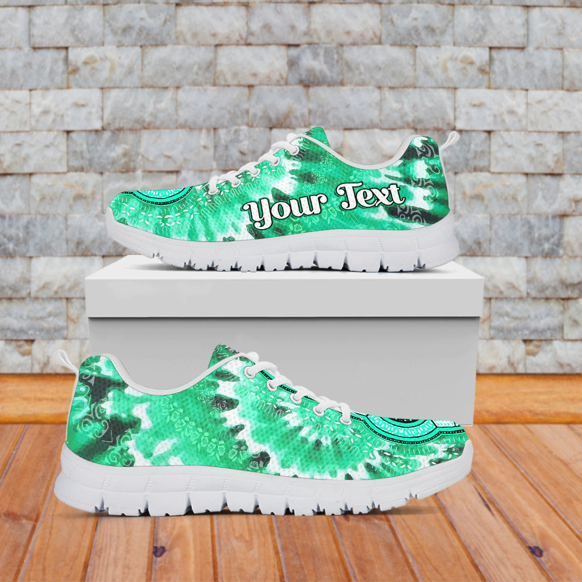 (Custom Personalised) Africa Tie Dye Sneakers Green Fashion LT13 - Wonder Print Shop