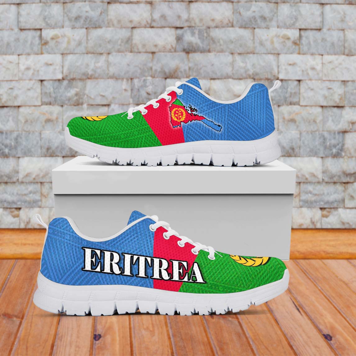Eritrea Sneakers Eritrean Map Mix African Pattern Simple Style - Wonder Print Shop