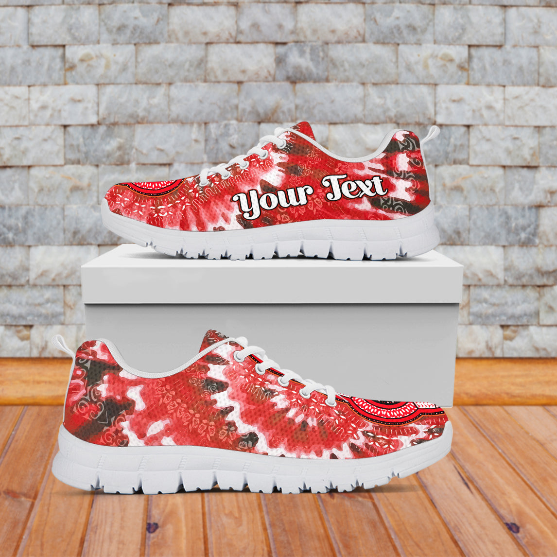 (Custom Personalised) Africa Tie Dye Sneakers Red Fashion LT13 - Wonder Print Shop