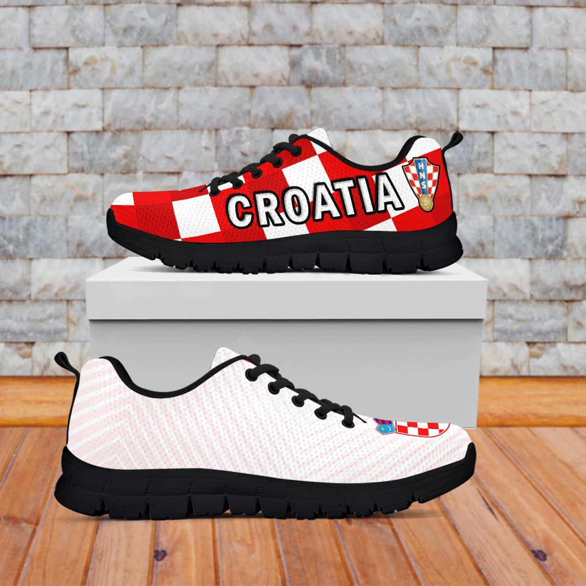 Croatia Football Sneakers Hrvatska Checkerboard Word Cup 2022 - Wonder Print Shop