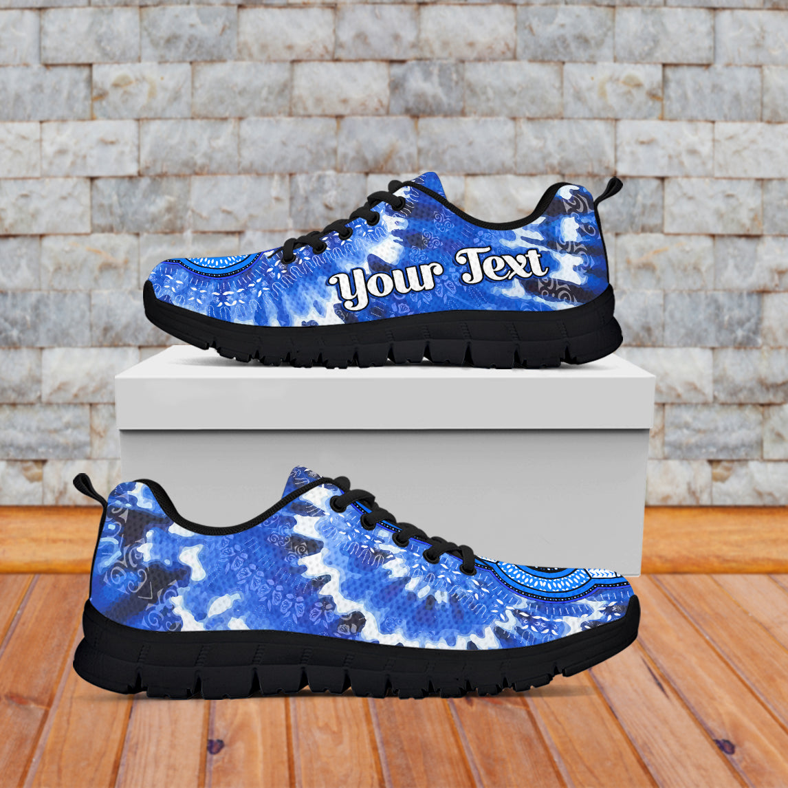 (Custom Personalised) Africa Tie Dye Sneakers Blue Fashion LT13 - Wonder Print Shop