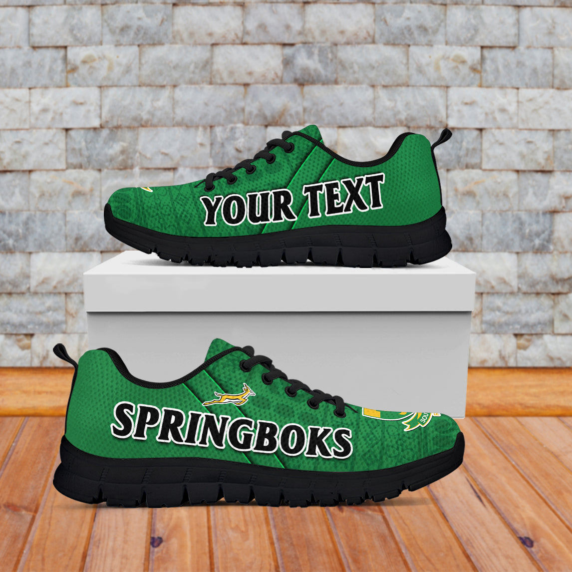 (Custom Personalised) South Africa Rugby Sneakers Bokke Springbok With African Pattern Stronger Together - Wonder Print Shop