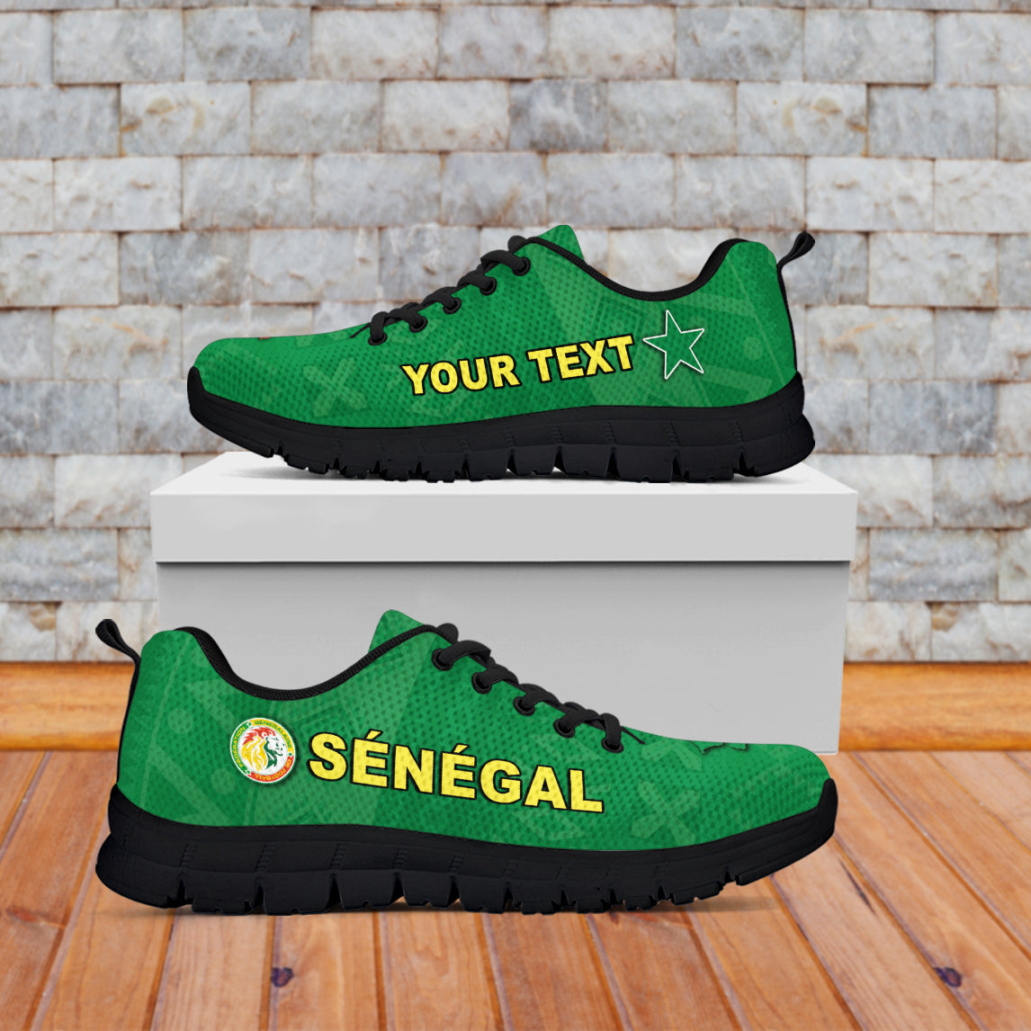 (Custom Personalised) Senegal Football 2022 Sneakers Champion Teranga Lions Mix African Pattern Green LT13 - Wonder Print Shop