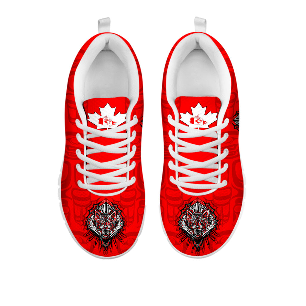 Canada Maple Leaf Sneakers Red Haida Wolf LT13 - Wonder Print Shop