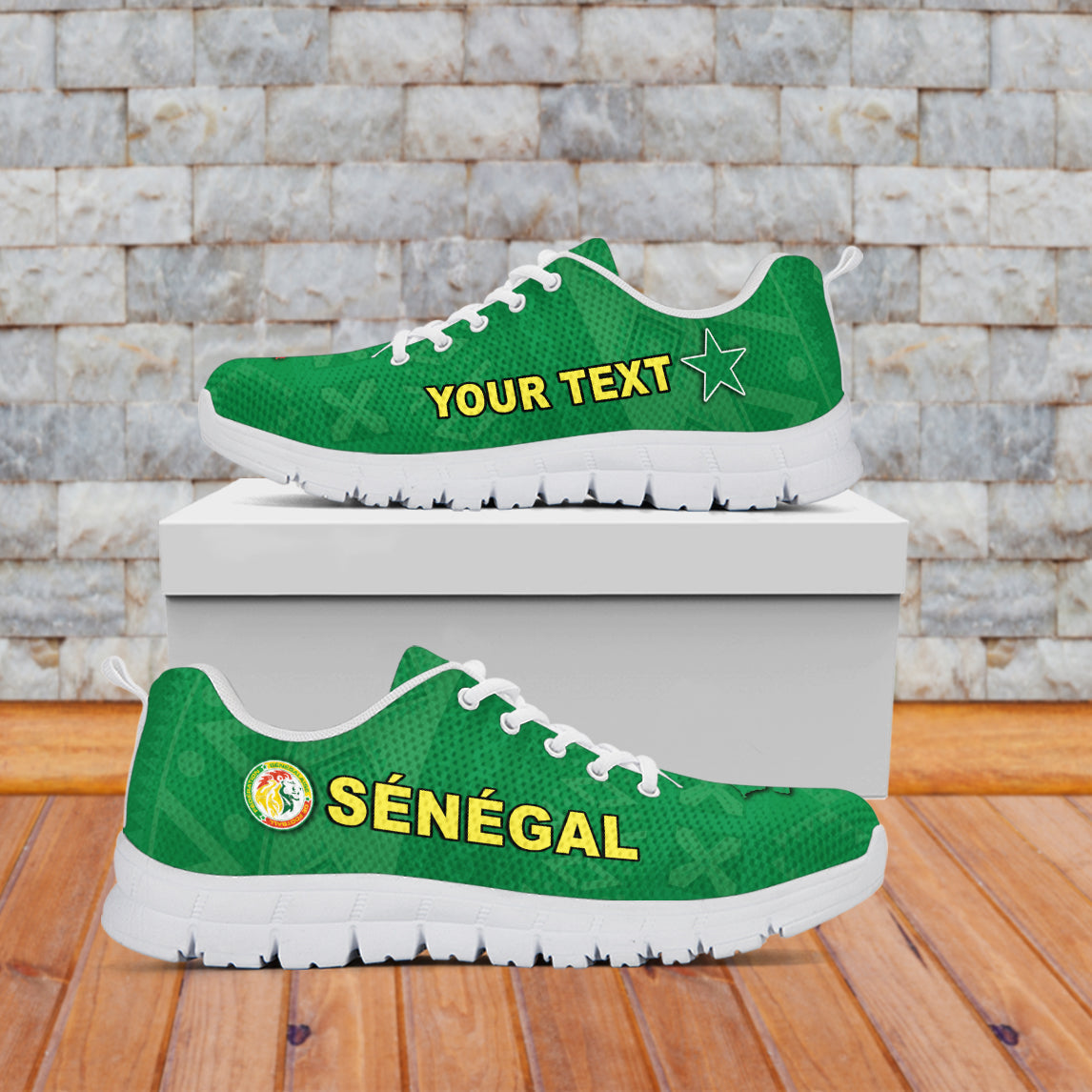 (Custom Personalised) Senegal Football 2022 Sneakers Champion Teranga Lions Mix African Pattern Green LT13 - Wonder Print Shop