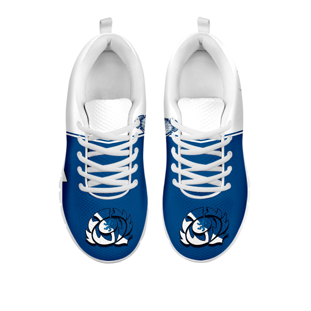 Scotland Rugby Sneakers Scottish Coat Of Arms Mix Thistle Newest Version - Wonder Print Shop