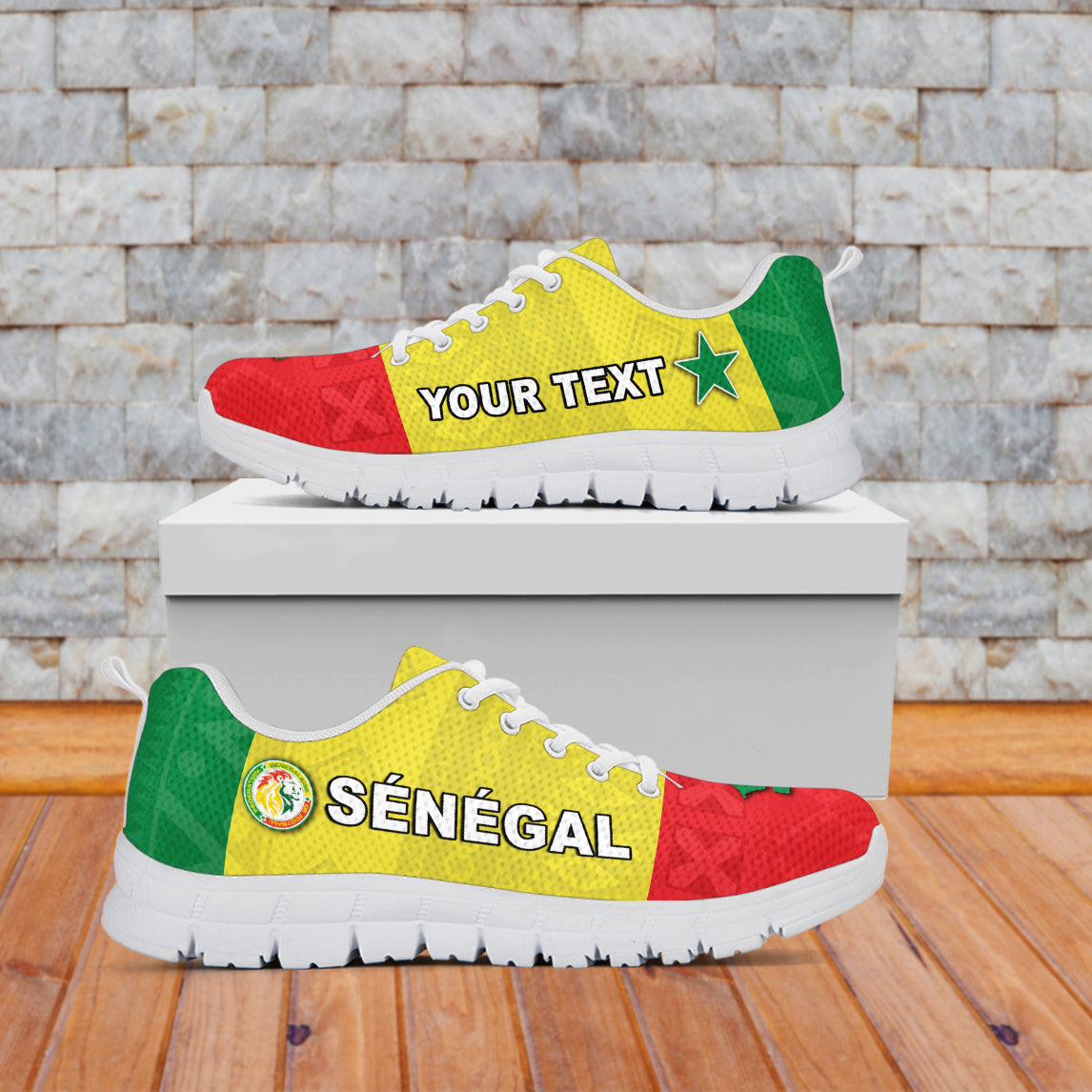(Custom Personalised) Senegal Football 2022 Sneakers Champion Teranga Lions Mix African Pattern Style Flag LT13 - Wonder Print Shop