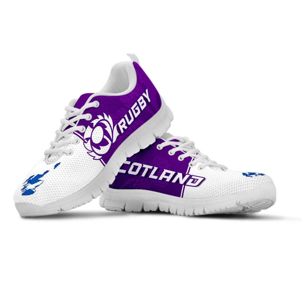 Scottish Rugby Sneakers Map Of Scotland Thistle Purple Version - Wonder Print Shop