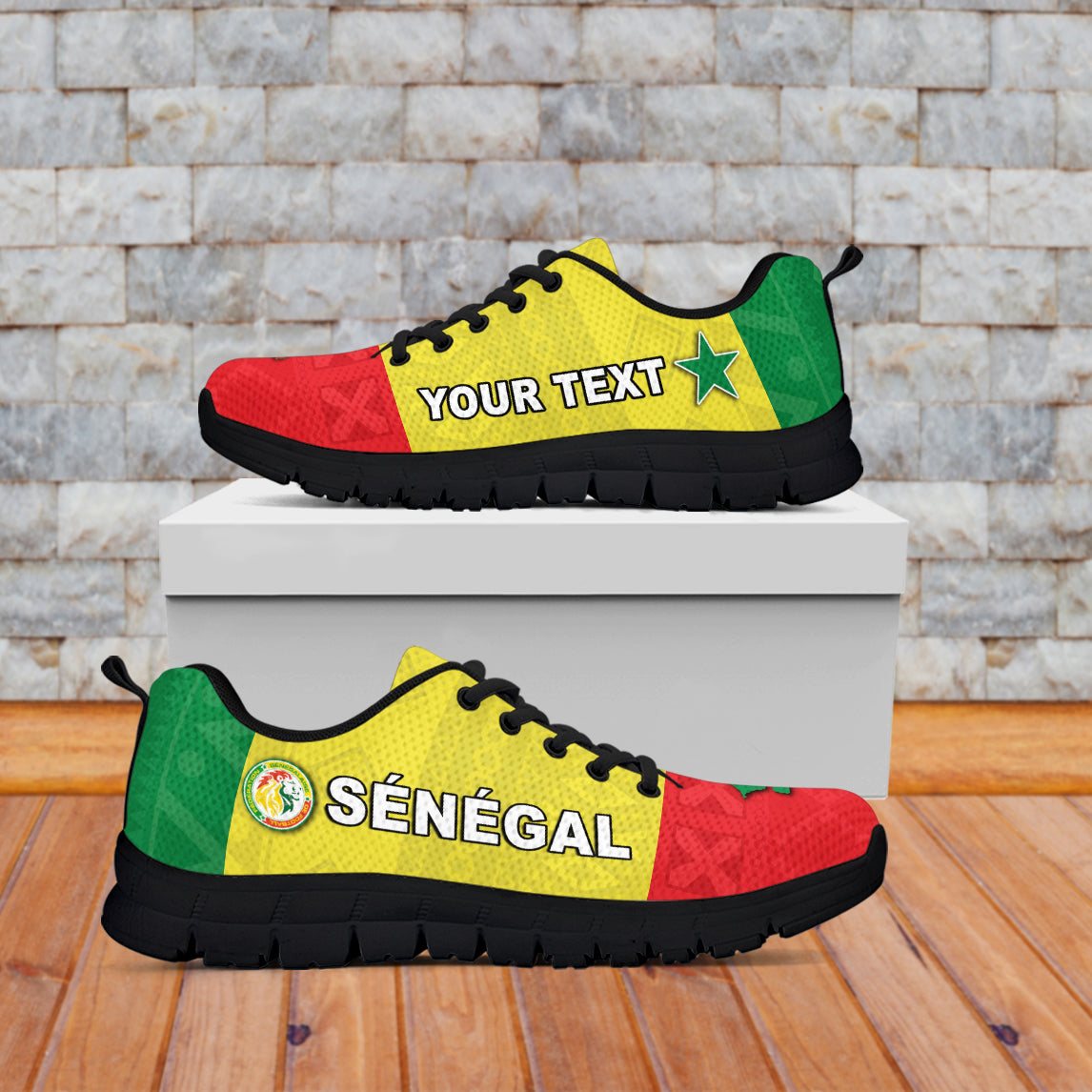 (Custom Personalised) Senegal Football 2022 Sneakers Champion Teranga Lions Mix African Pattern Style Flag LT13 - Wonder Print Shop