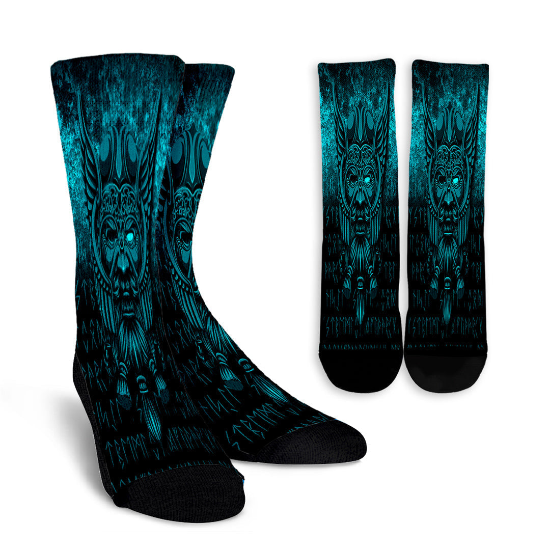 viking-crew-socks-viking-odin-allfather-in-asgard-cyan-version-crew-socks
