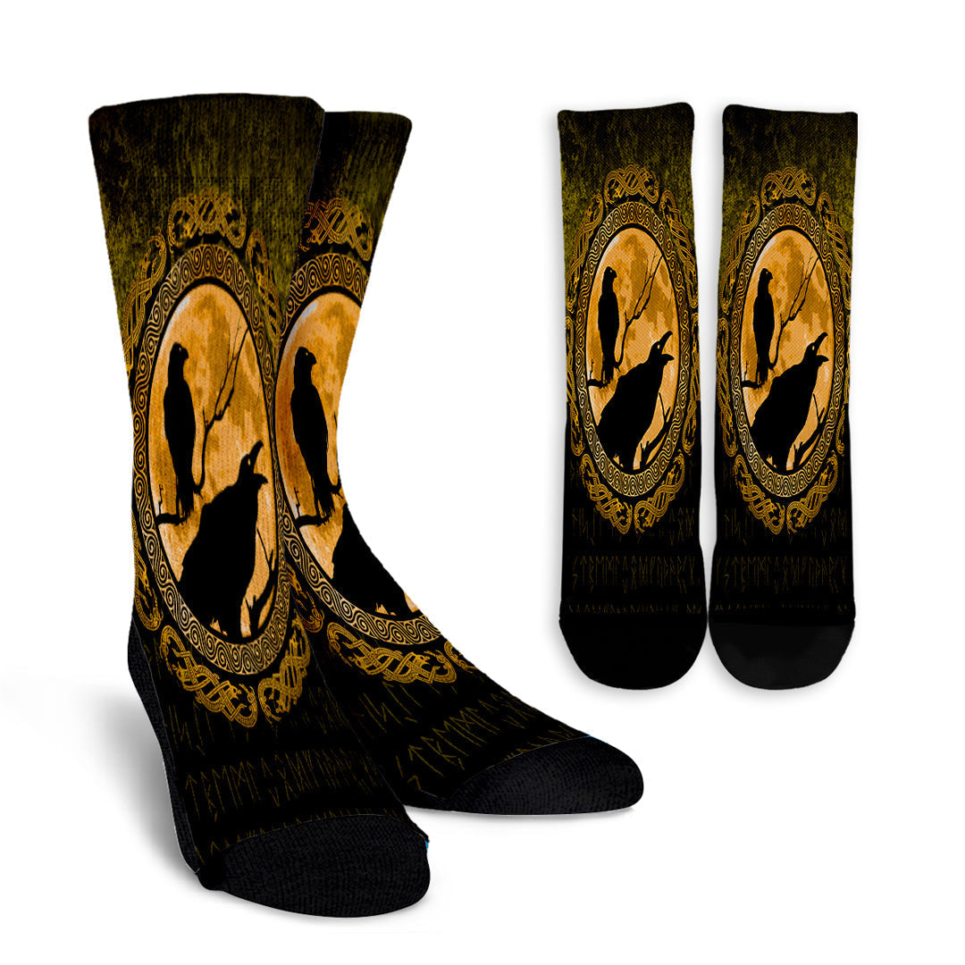 viking-crew-socks-vikings-huginn-muninn-odin-ravens-gold-version-crew-socks