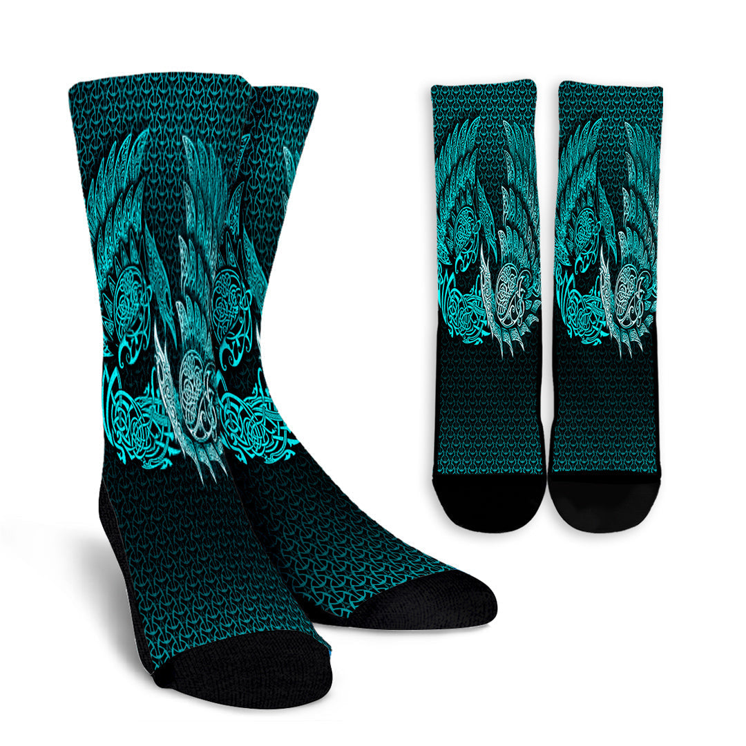 viking-crew-socks-ragnarok-huginn-muninn-cyan-version-crew-socks