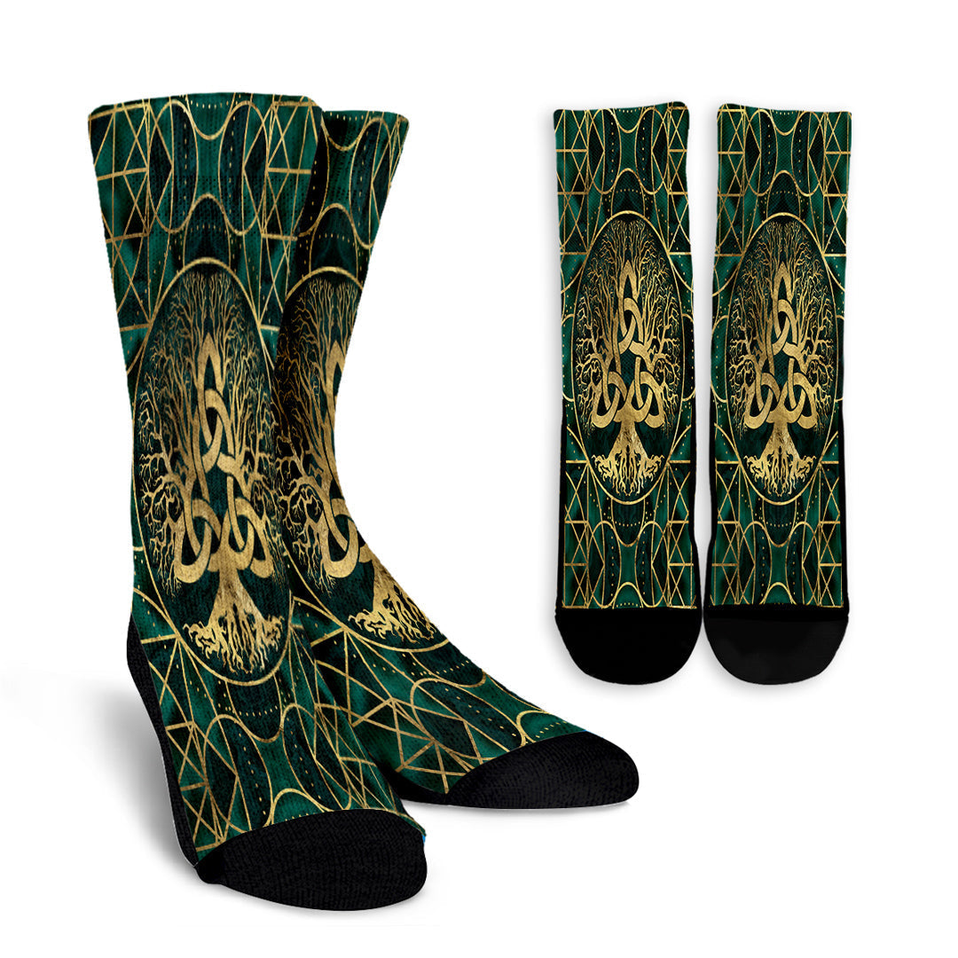 viking-crew-socks-tree-of-life-with-triquetra-malachite-and-gold-crew-socks