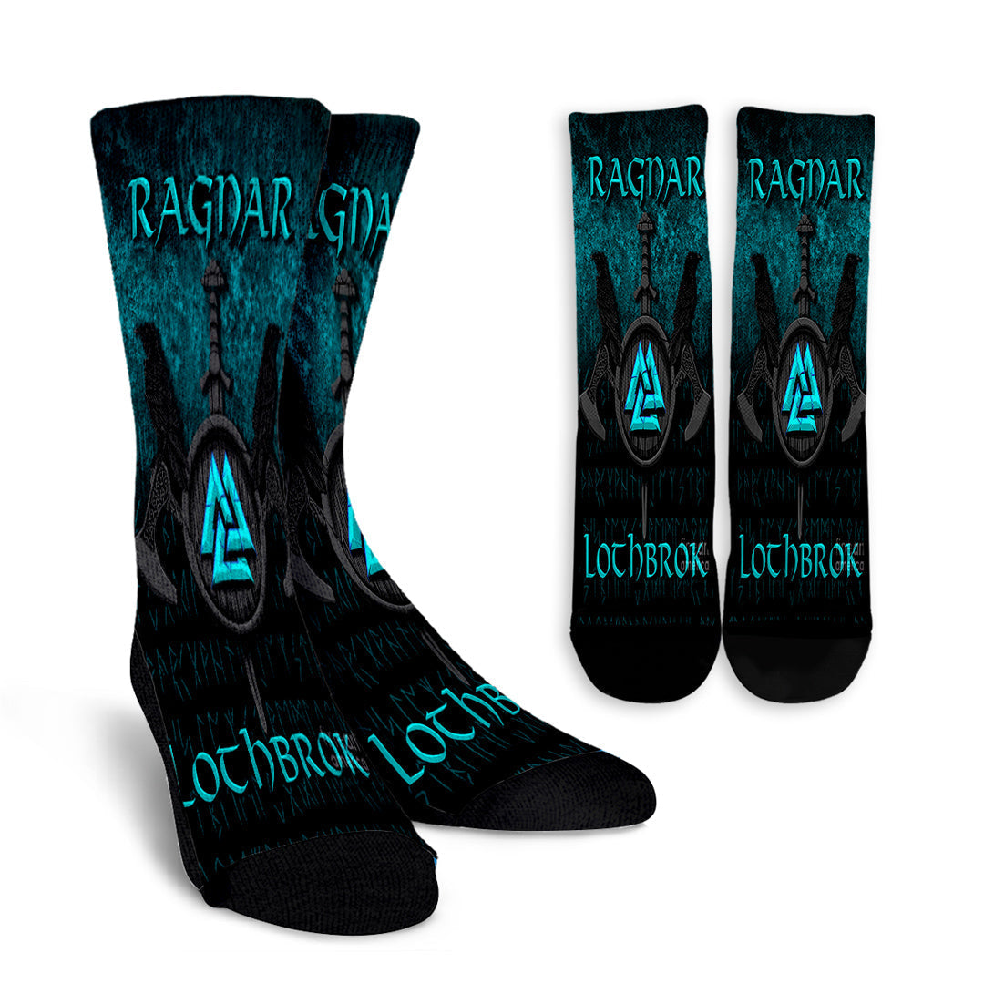 viking-crew-socks-ragnar-lothbrok-ragnar-lodbrok-viking-warrior-cyan-version-crew-socks