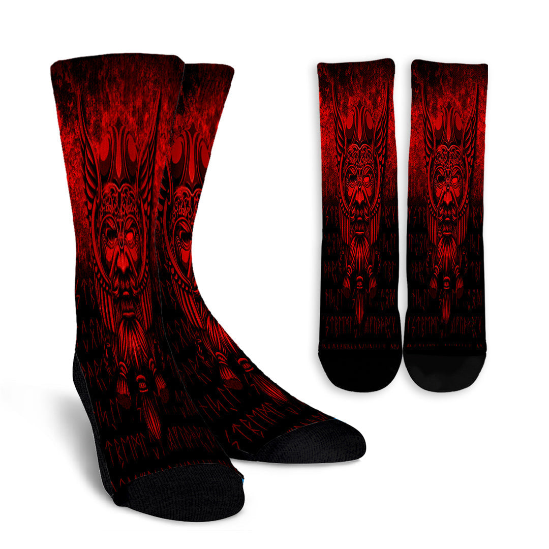 viking-crew-socks-viking-odin-allfather-in-asgard-red-version-crew-socks
