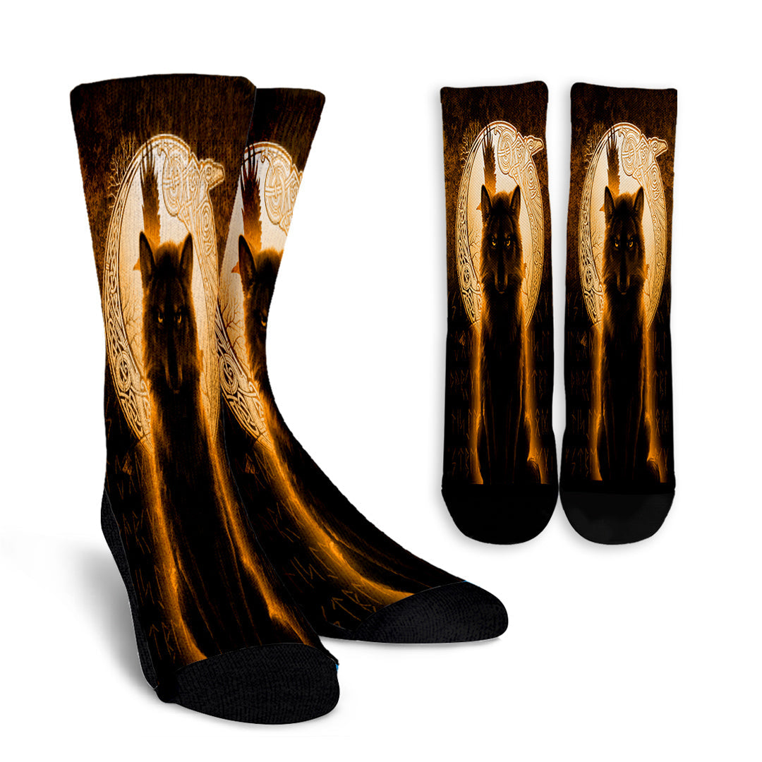 viking-crew-socks-fenrir-viking-wolf-gold-version-crew-socks
