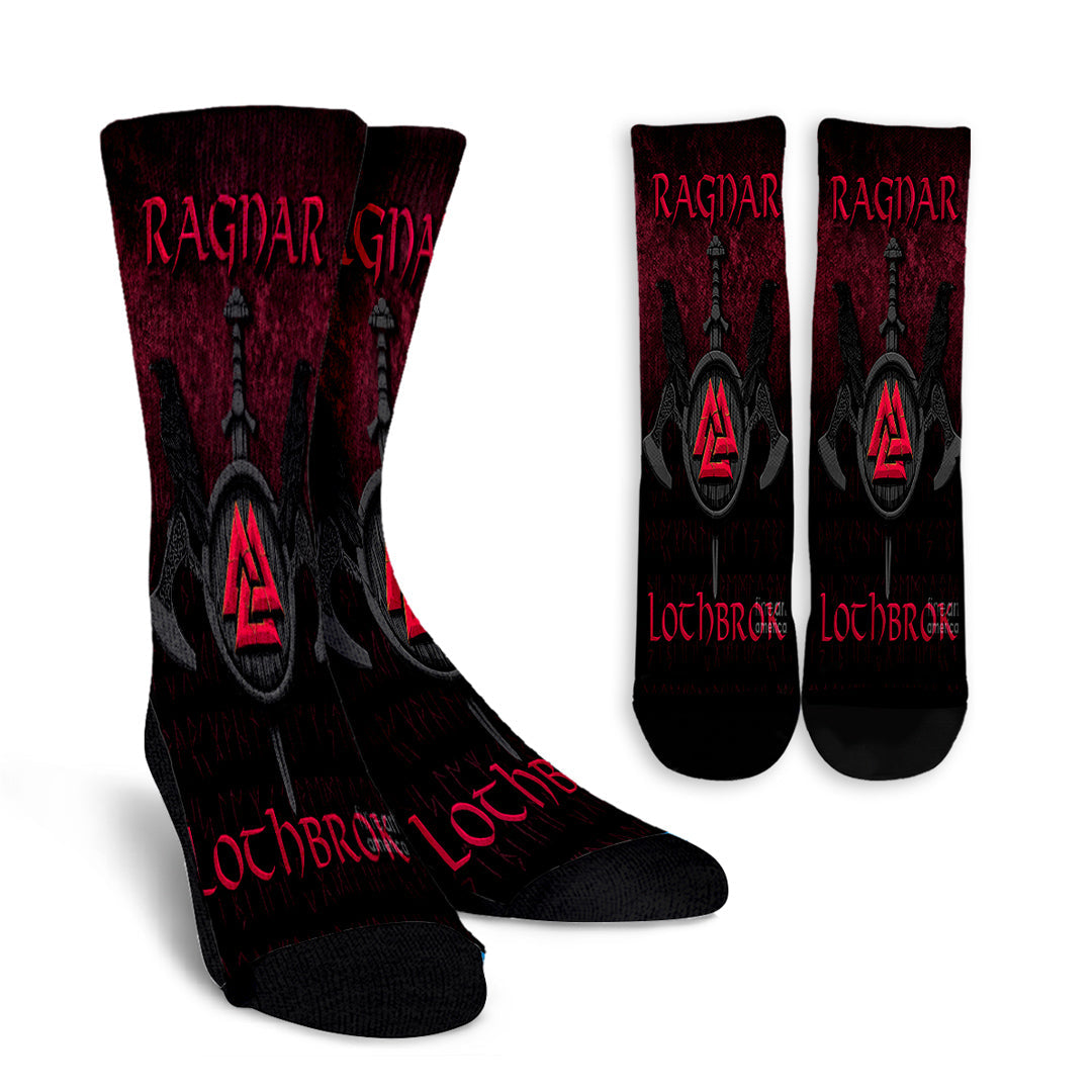 viking-crew-socks-ragnar-lothbrok-ragnar-lodbrok-viking-warrior-red-version-crew-socks