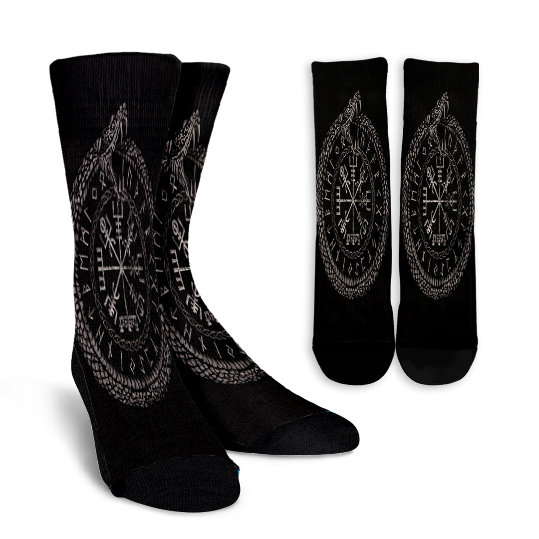 viking-crew-socks-viking-vegvisir-with-ouroboros-and-runes-crew-socks